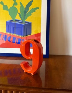Space age orange 9 number shaped ceramic solifleur vase, Marcel Radureau ca. 197