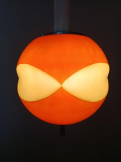 Space Age Orange and White Opaline Glass Pendant, Italy