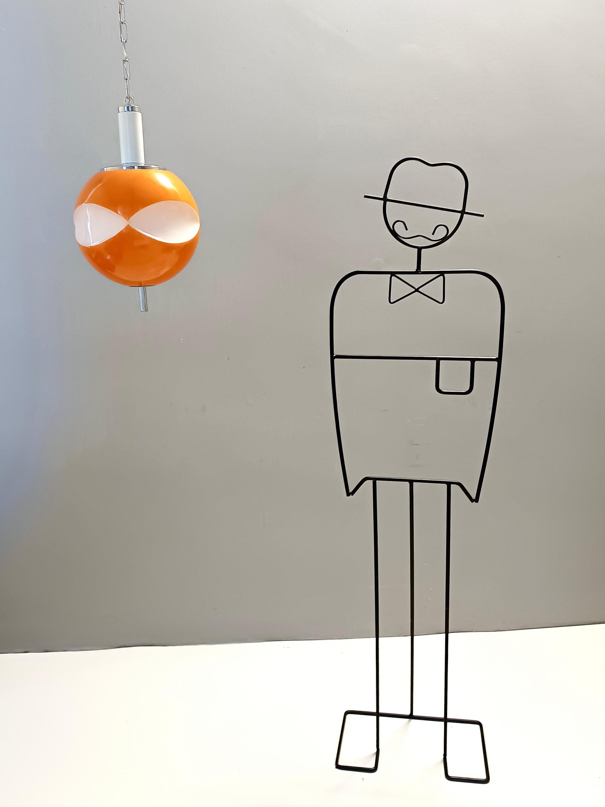 italien Pendentif en verre opalin orange et blanc de l'ère spatiale, Italie en vente
