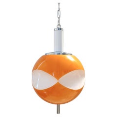 Pendentif en verre opalin orange et blanc de l'ère spatiale, Italie