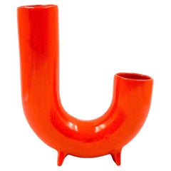 Vase en céramique orange de l'ère spatiale, Italie vers 1960