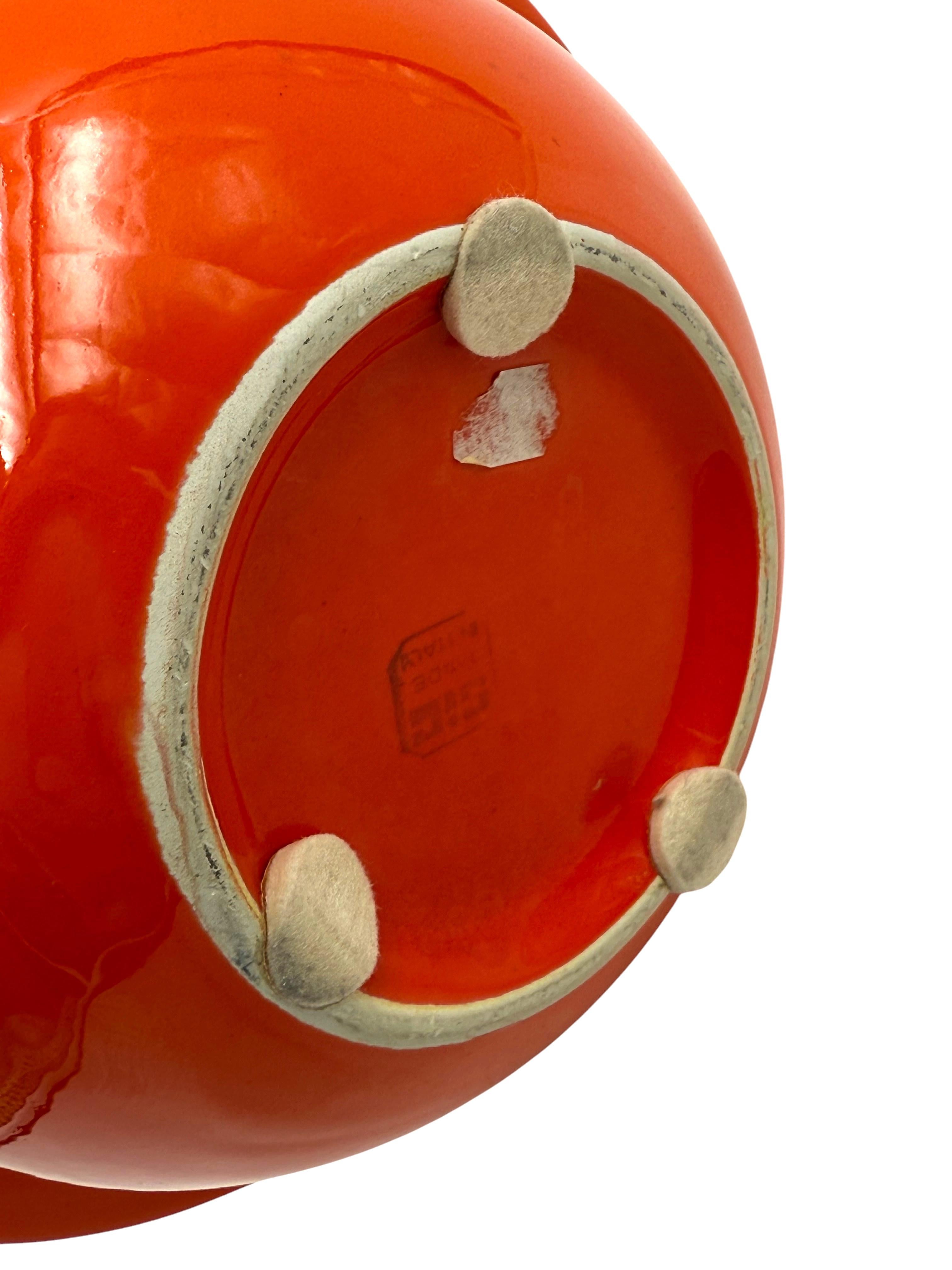 Vase en céramique orange de l'ère spatiale, Sicart Italie vers 1970 en vente 8