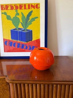 Space age orange ceramic vase, Sicart Italy ca. 1970