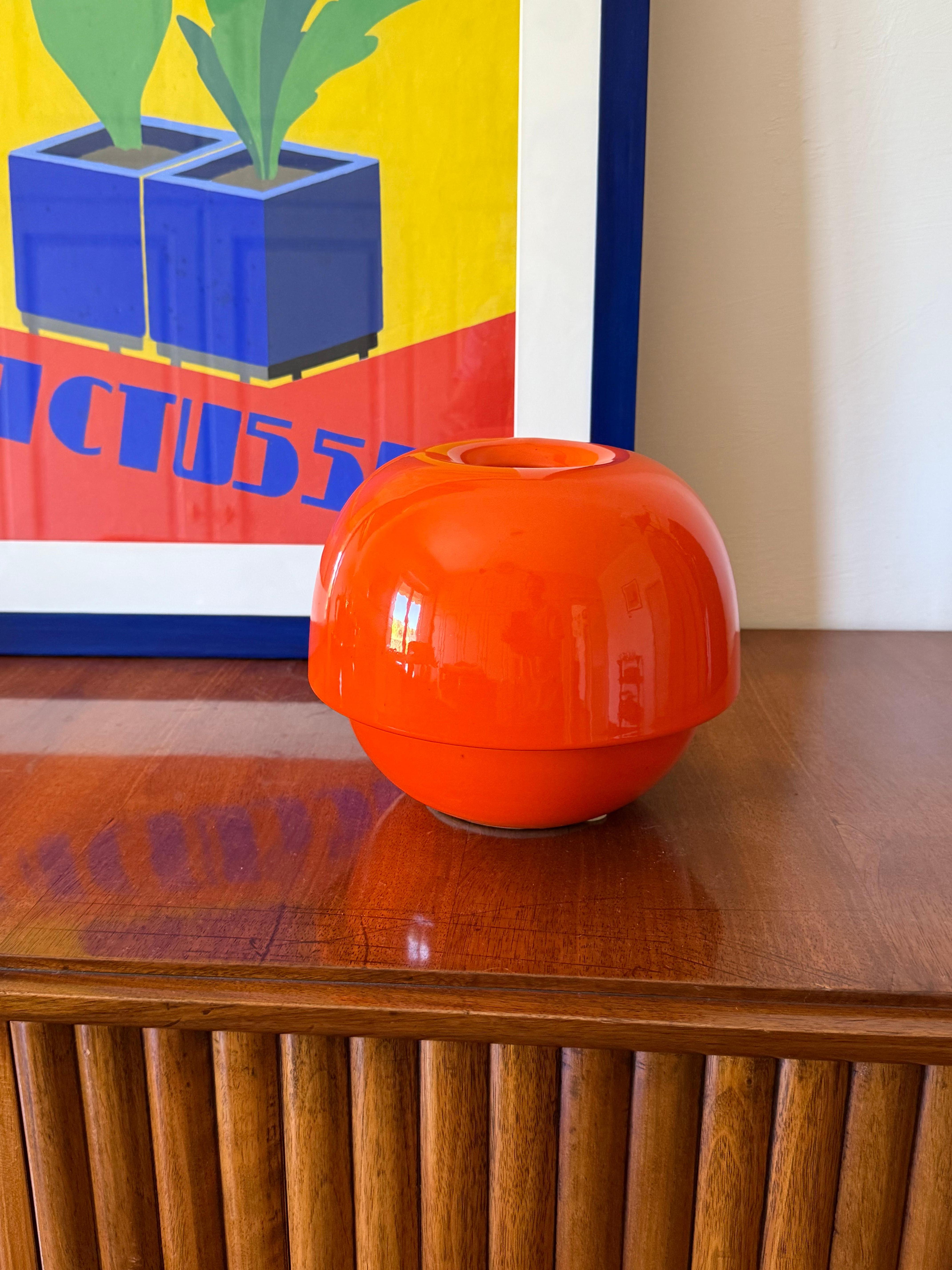 Ère spatiale Vase en céramique orange de l'ère spatiale, Sicart Italie vers 1970 en vente