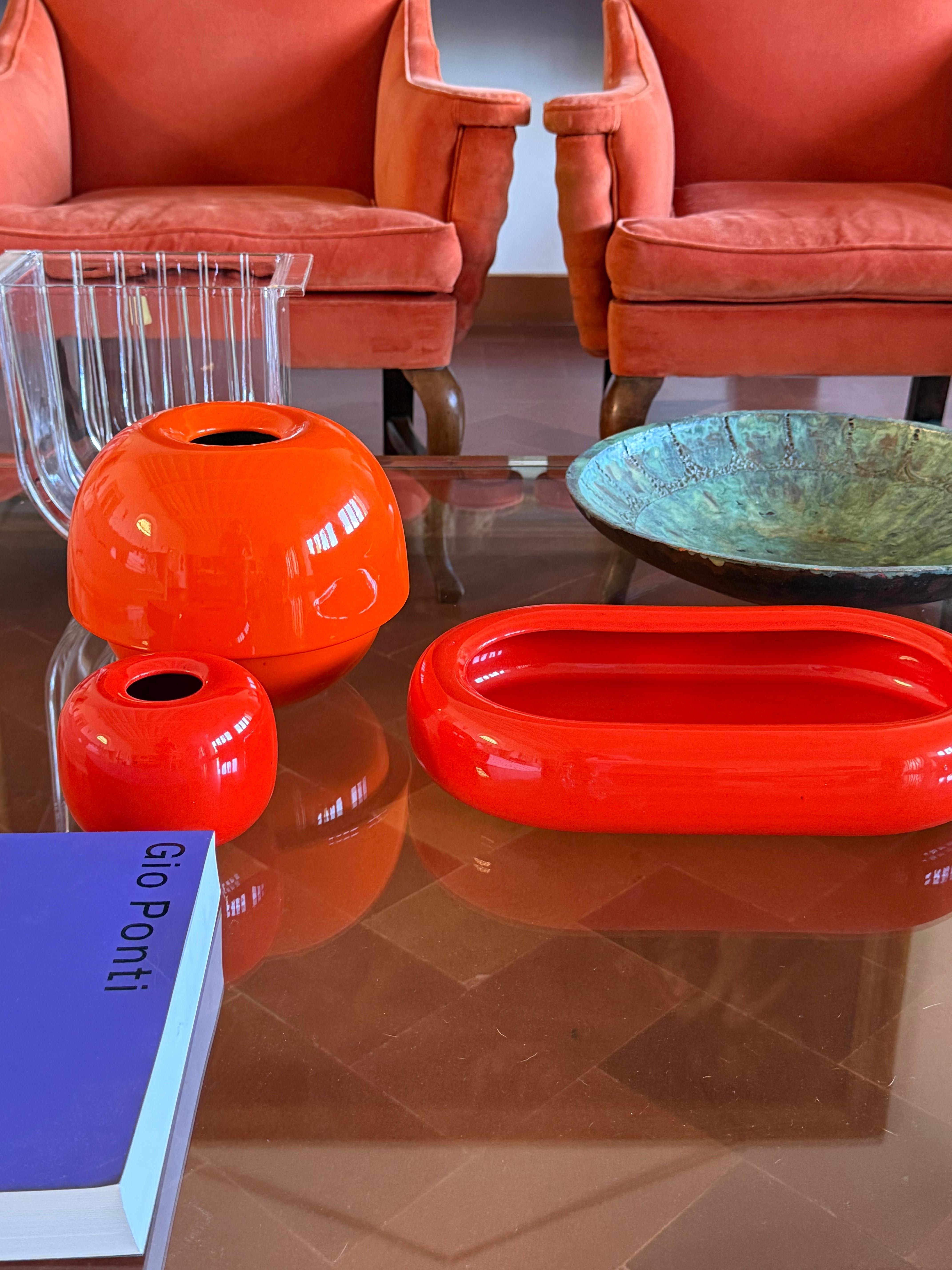Vase en céramique orange de l'ère spatiale, Sicart Italie vers 1970 Excellent état - En vente à Firenze, IT