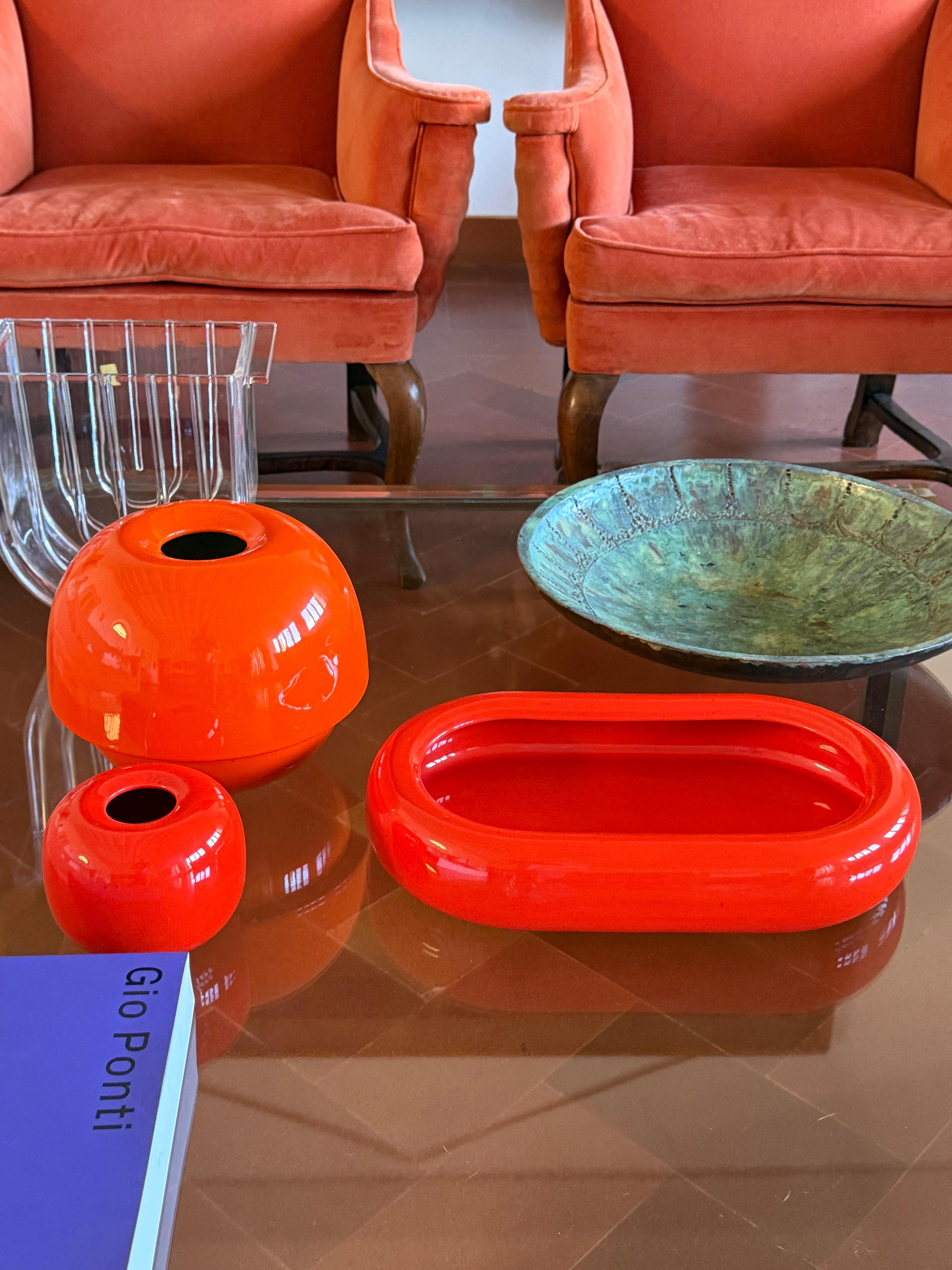 Late 20th Century Vase en céramique orange de l'ère spatiale, Sicart Italie vers 1970 en vente