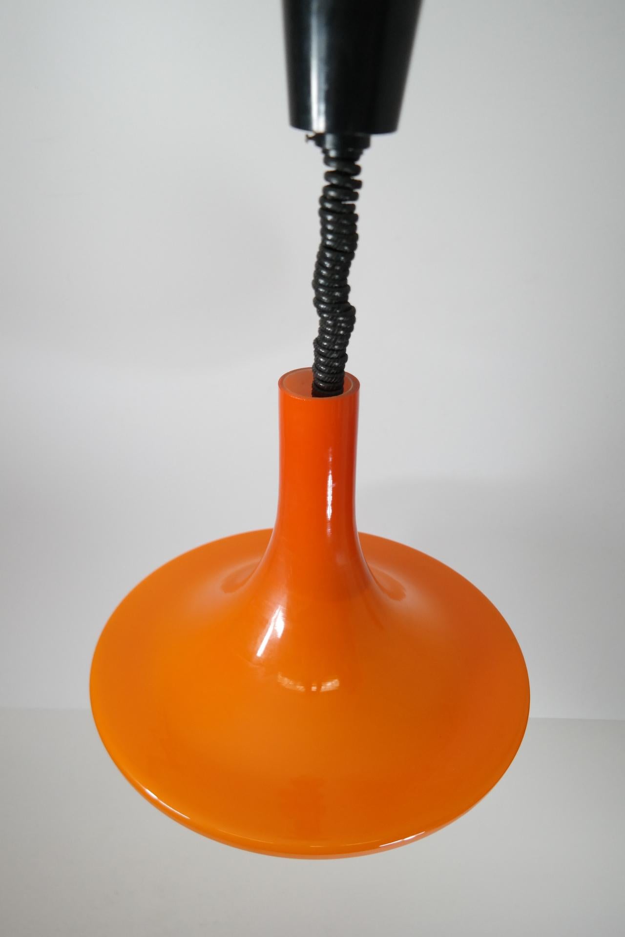 Mid-Century Modern Space Age Orange Glass Chandelier, 1960s
