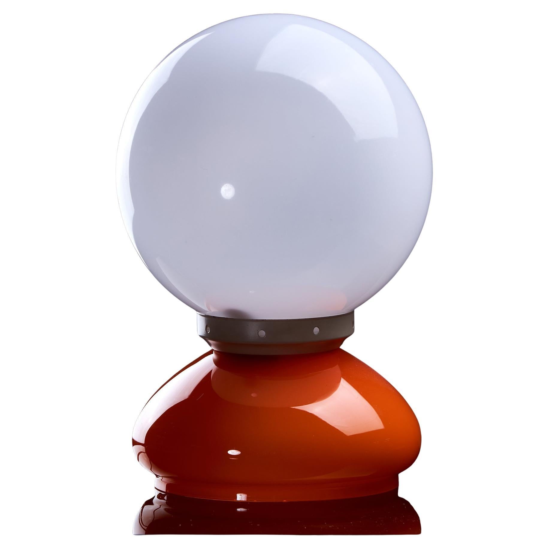 Space Age Orange Glass Lamp, 1970s