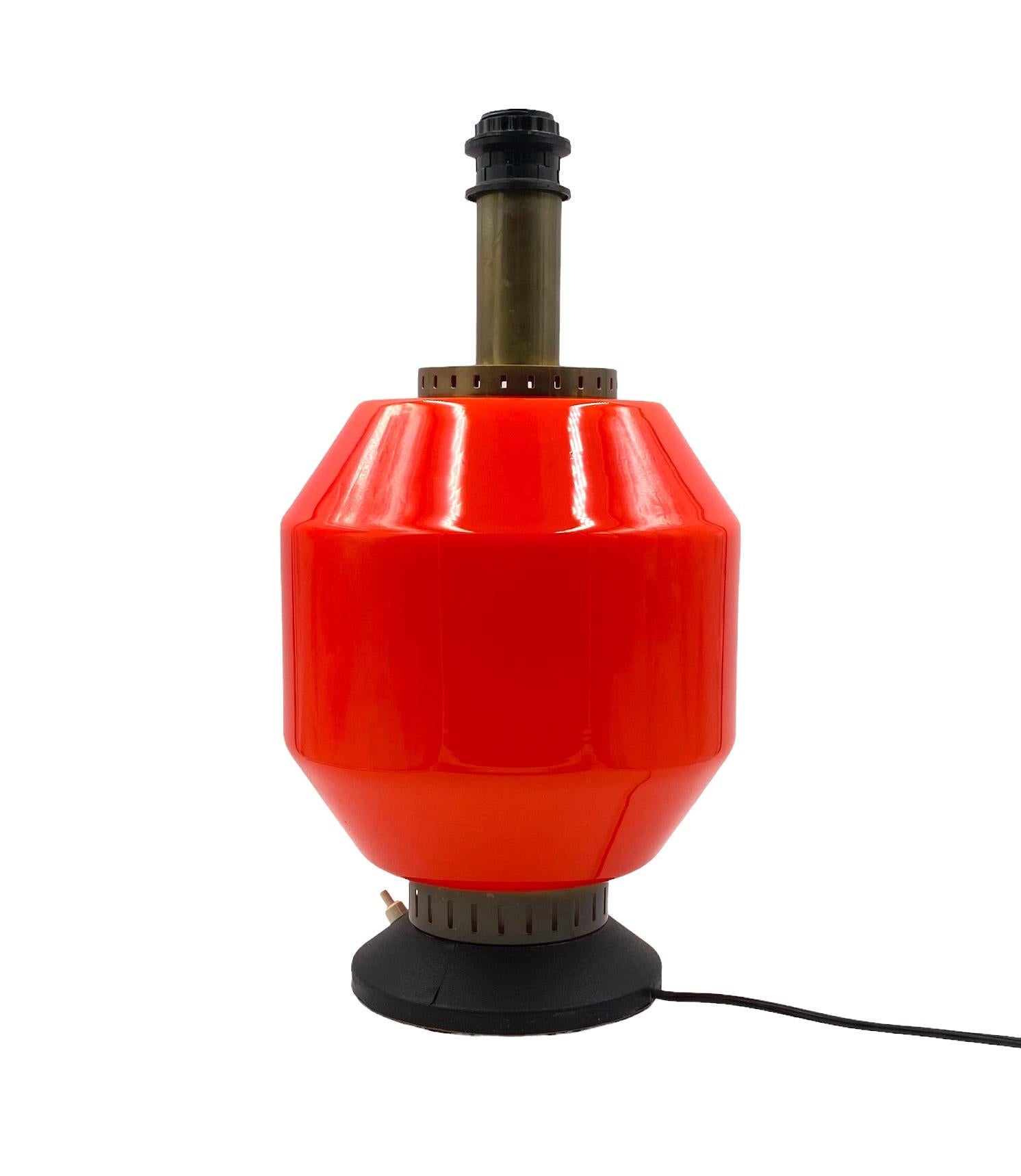 Space Age orange glass table lamp base, Stilnovo, Italy 1960s For Sale 4