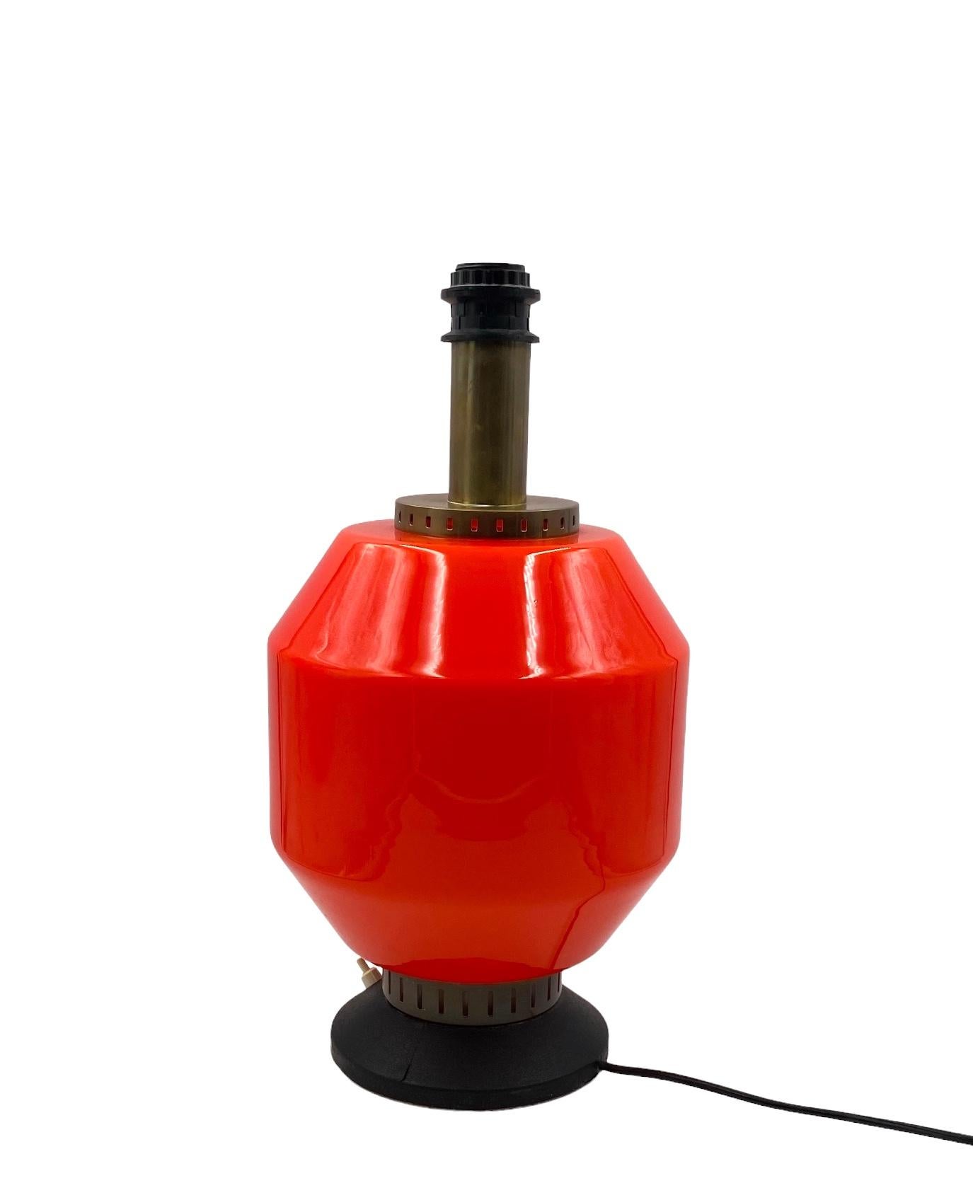 Space Age orange glass table lamp base, Stilnovo, Italy 1960s For Sale 6