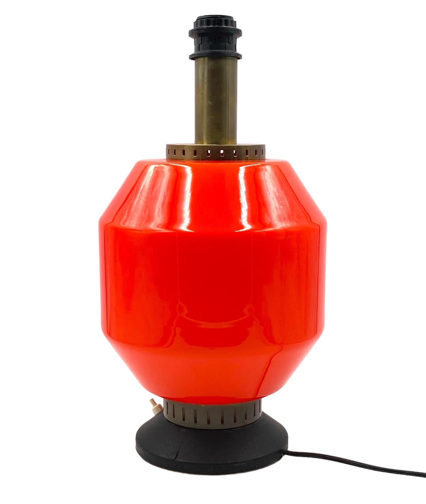 Space Age orange glass table lamp base, Stilnovo, Italy 1960s For Sale 8