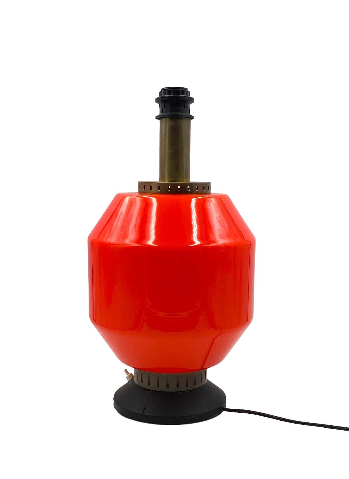 Space Age orange glass table lamp base, Stilnovo, Italy 1960s For Sale 9