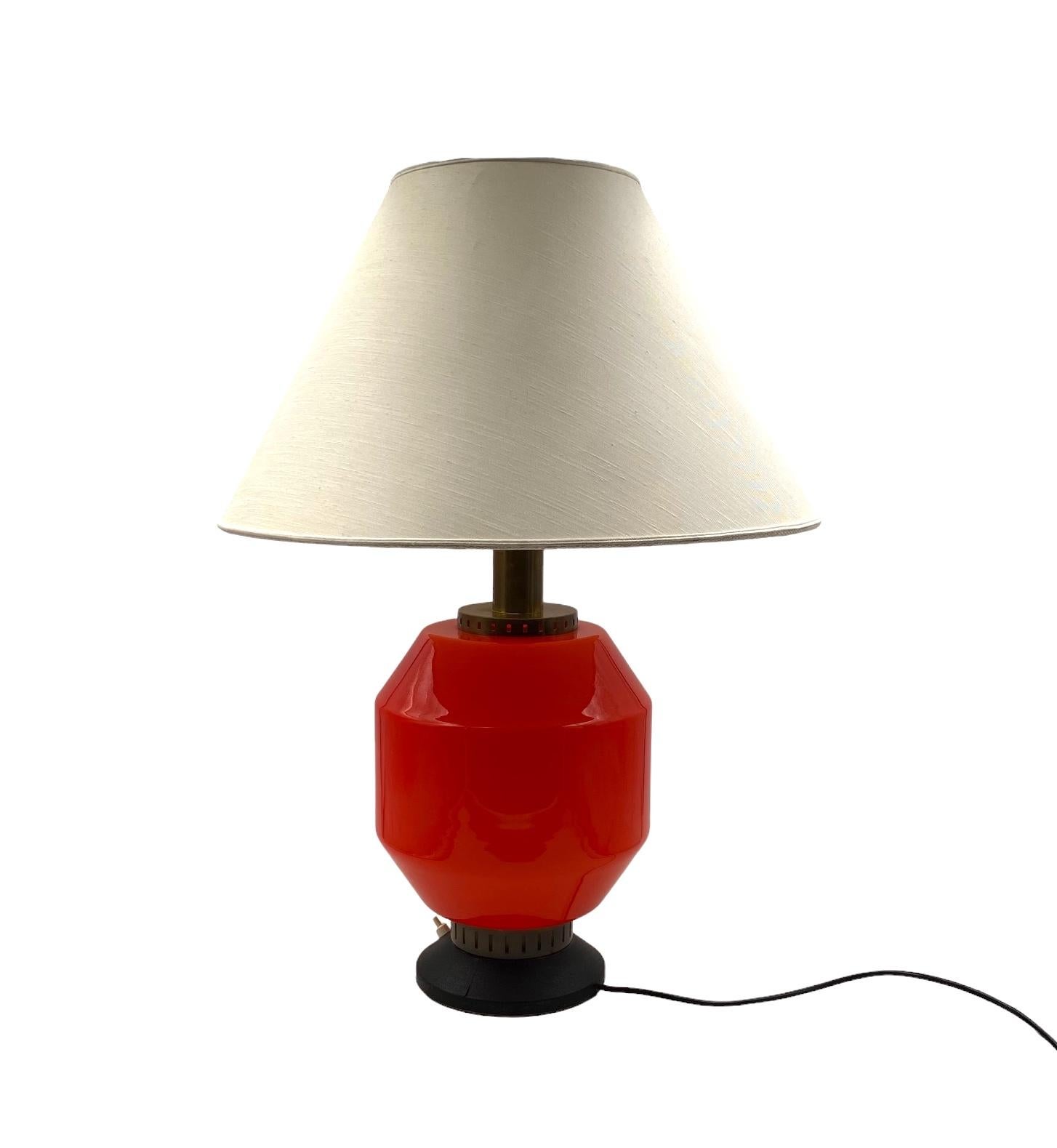 Space Age orange glass table lamp base, Stilnovo, Italy 1960s For Sale 10