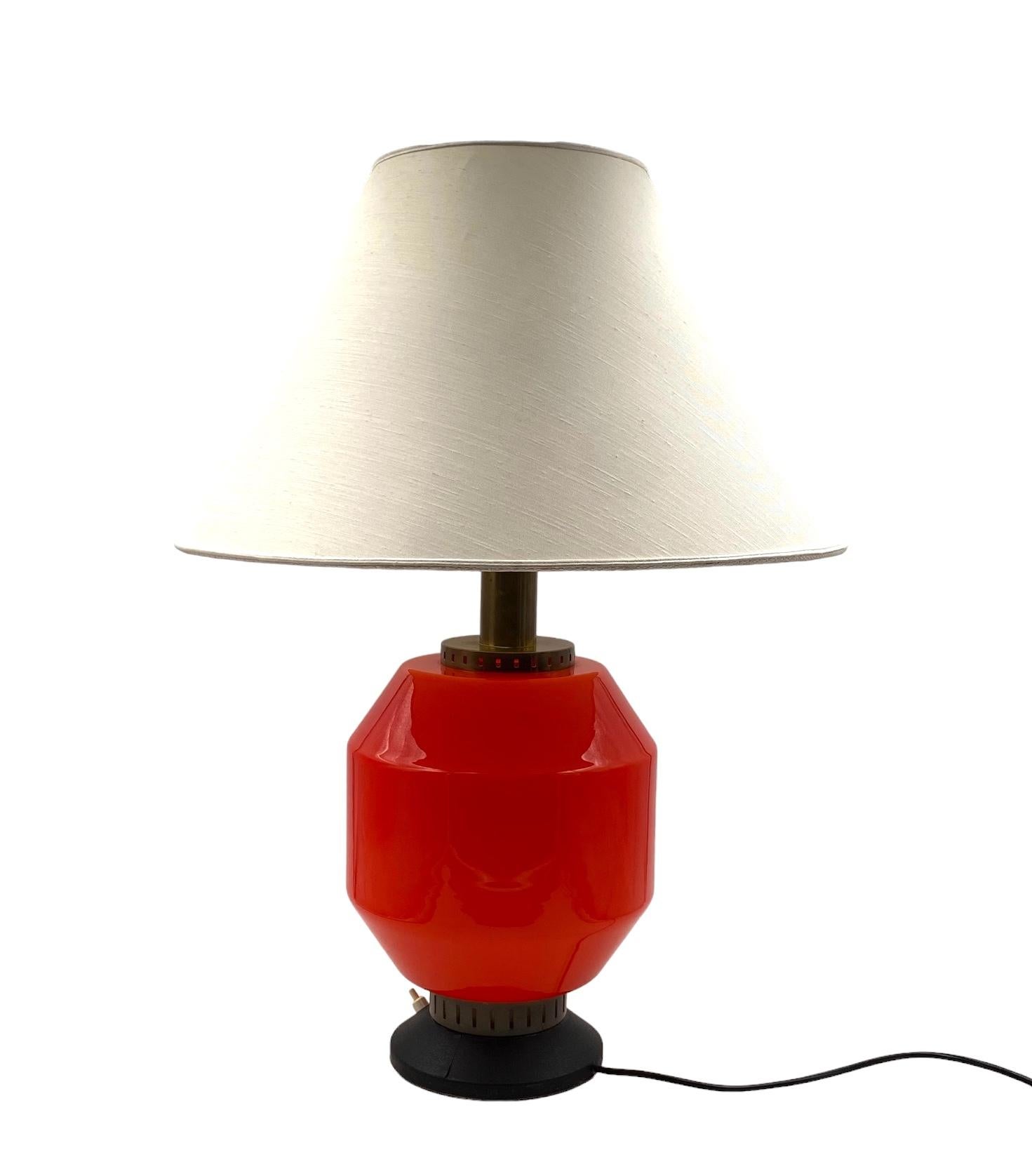 Space Age orange glass table lamp base, Stilnovo, Italy 1960s For Sale 11
