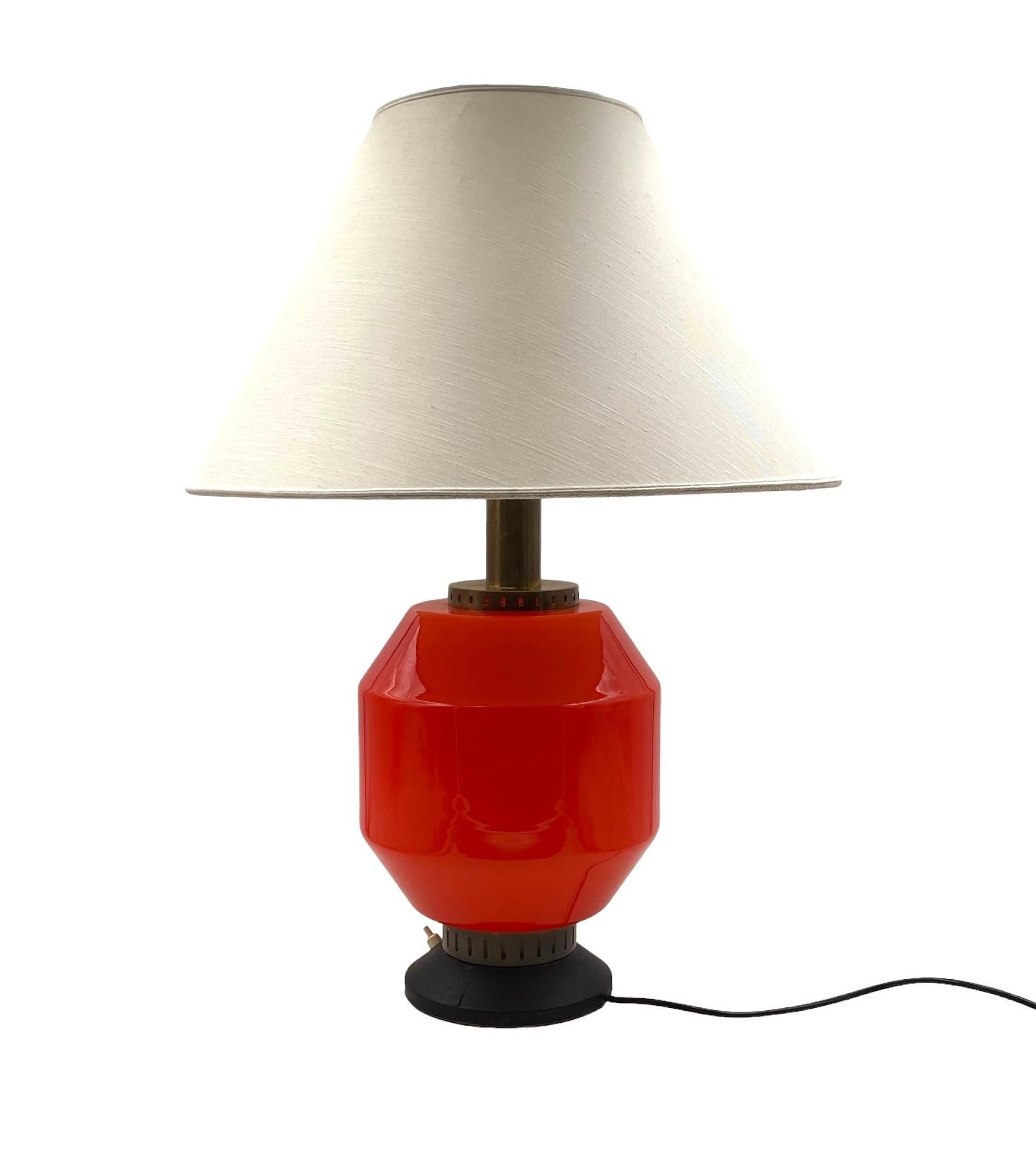 Space Age orange glass table lamp base, Stilnovo, Italy 1960s For Sale 13