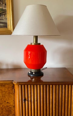 Lampe de table en verre orange de l'ère spatiale, Stilnovo, Italie, années 1960