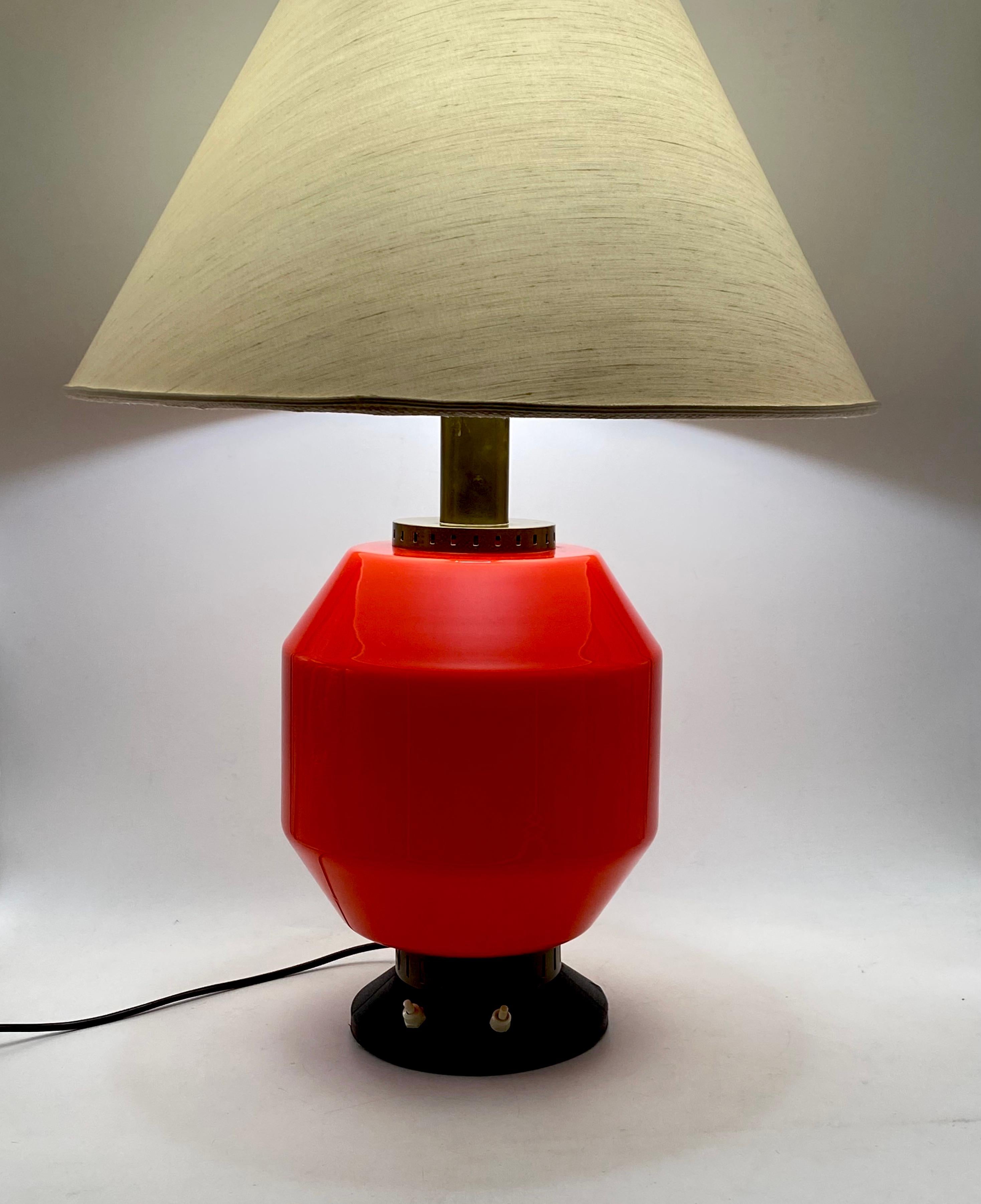 Space Age orange glass table lamp base, Stilnovo, Italy 1960s For Sale 14