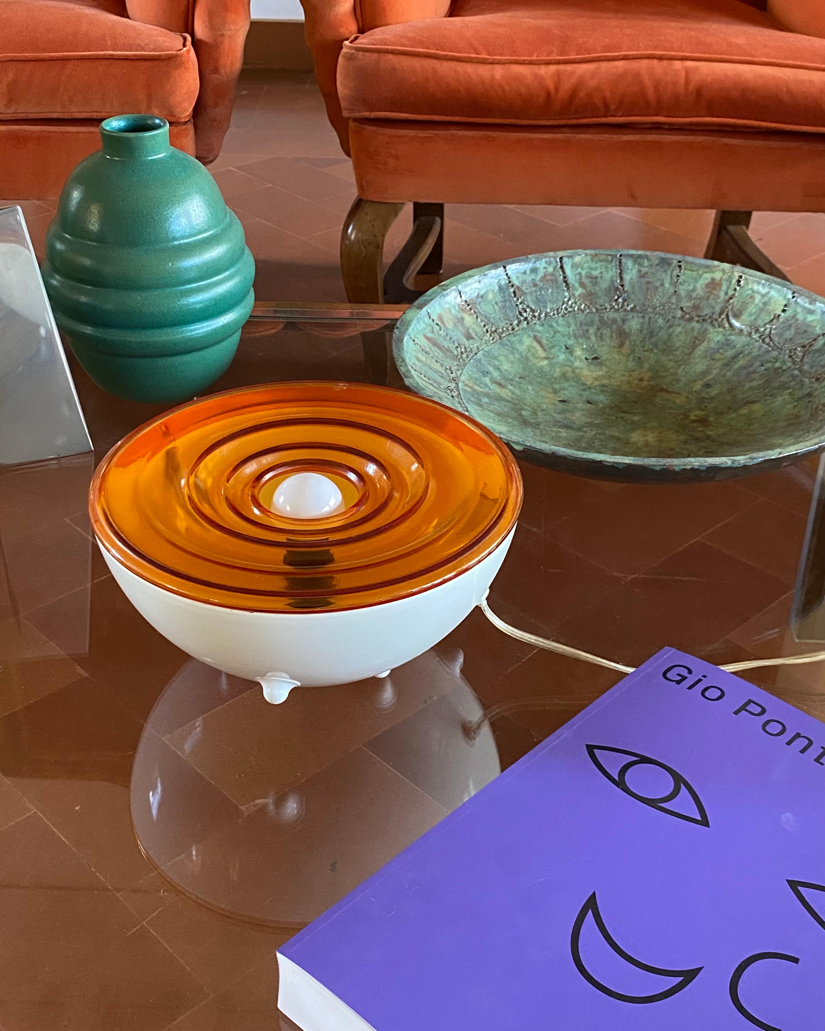 Aluminium Lampe de table en verre orange de l'ère spatiale, France 1970 en vente