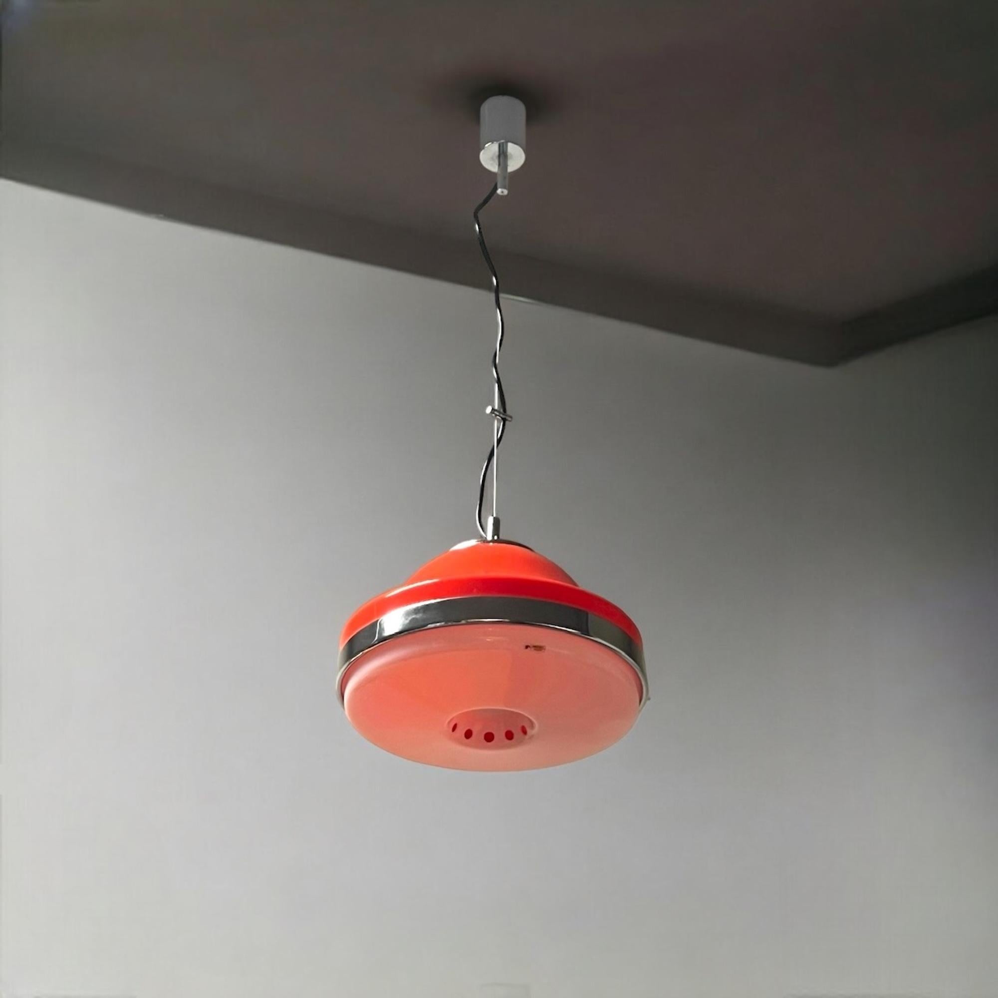 Space Age Orange Hanging Lamp by Harvey Guzzini, 1960s 5