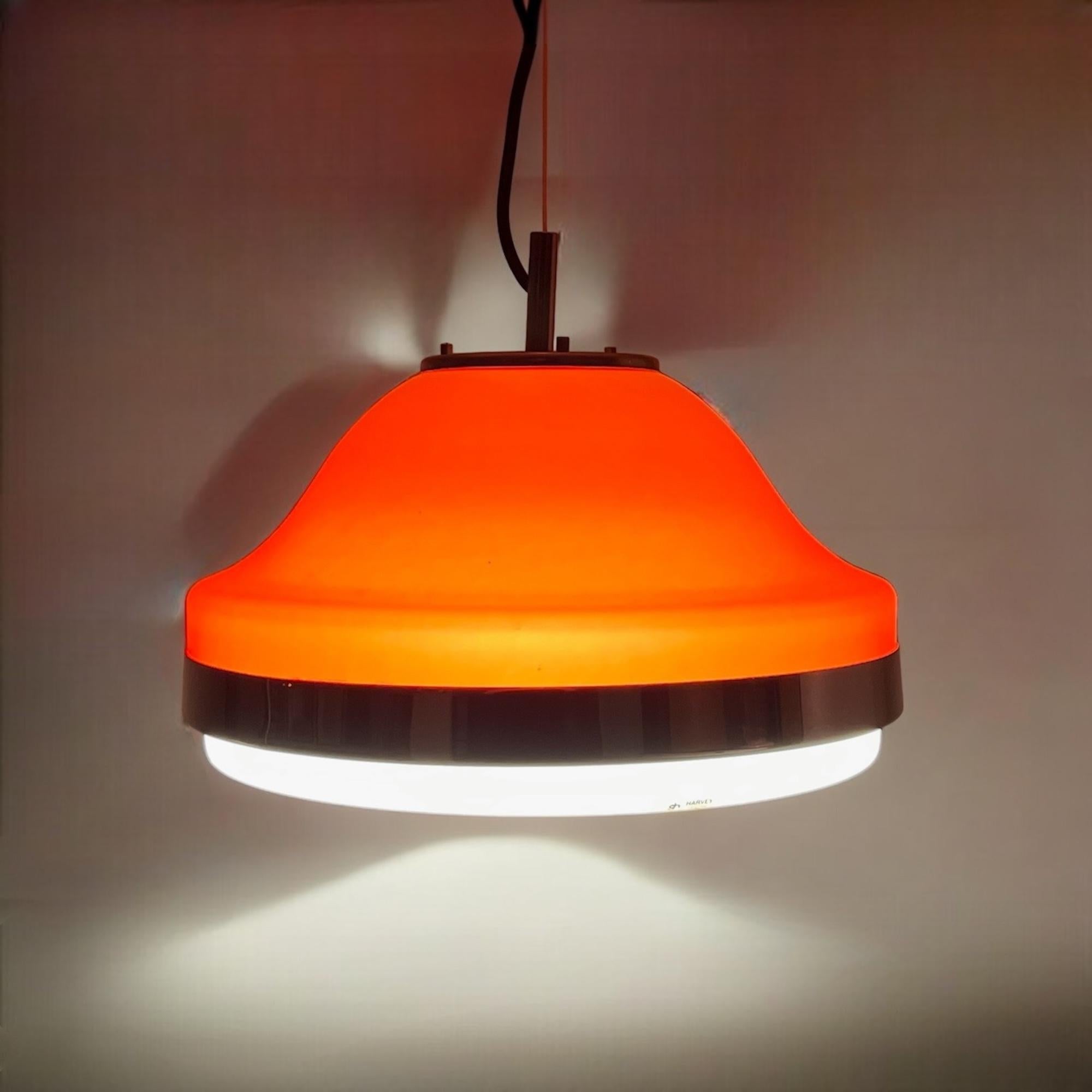Italian Space Age Orange Hanging Lamp by Harvey Guzzini, 1960s