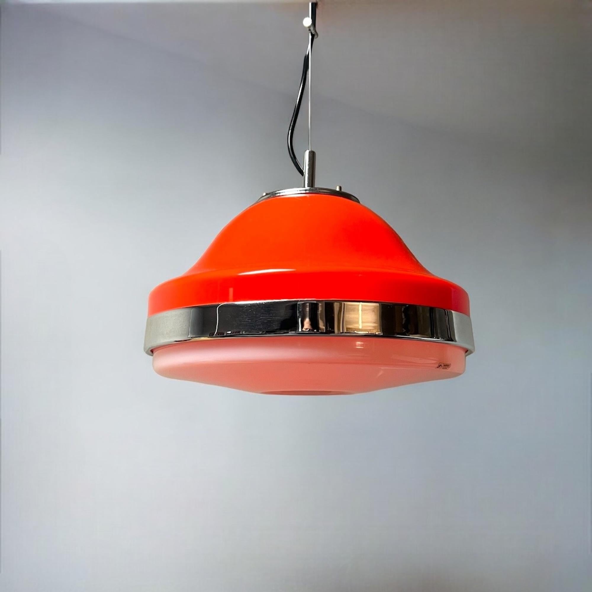 Mid-20th Century Space Age Orange Hanging Lamp by Harvey Guzzini, 1960s