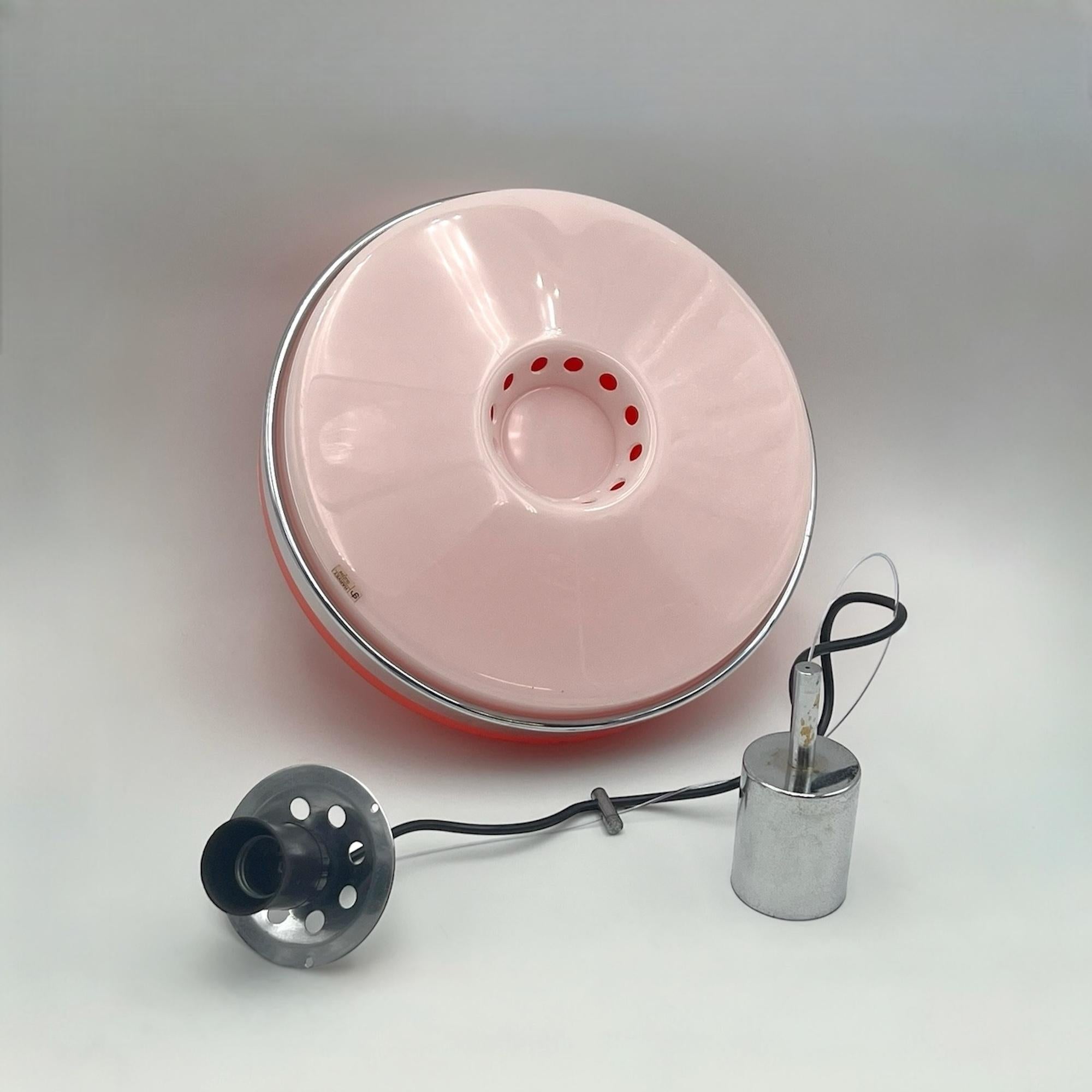 Space Age Orange Hanging Lamp by Harvey Guzzini, 1960s 1