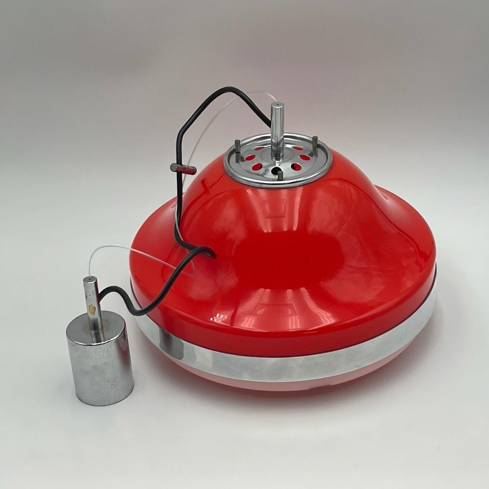 Space Age Orange Hanging Lamp by Harvey Guzzini, 1960s 3
