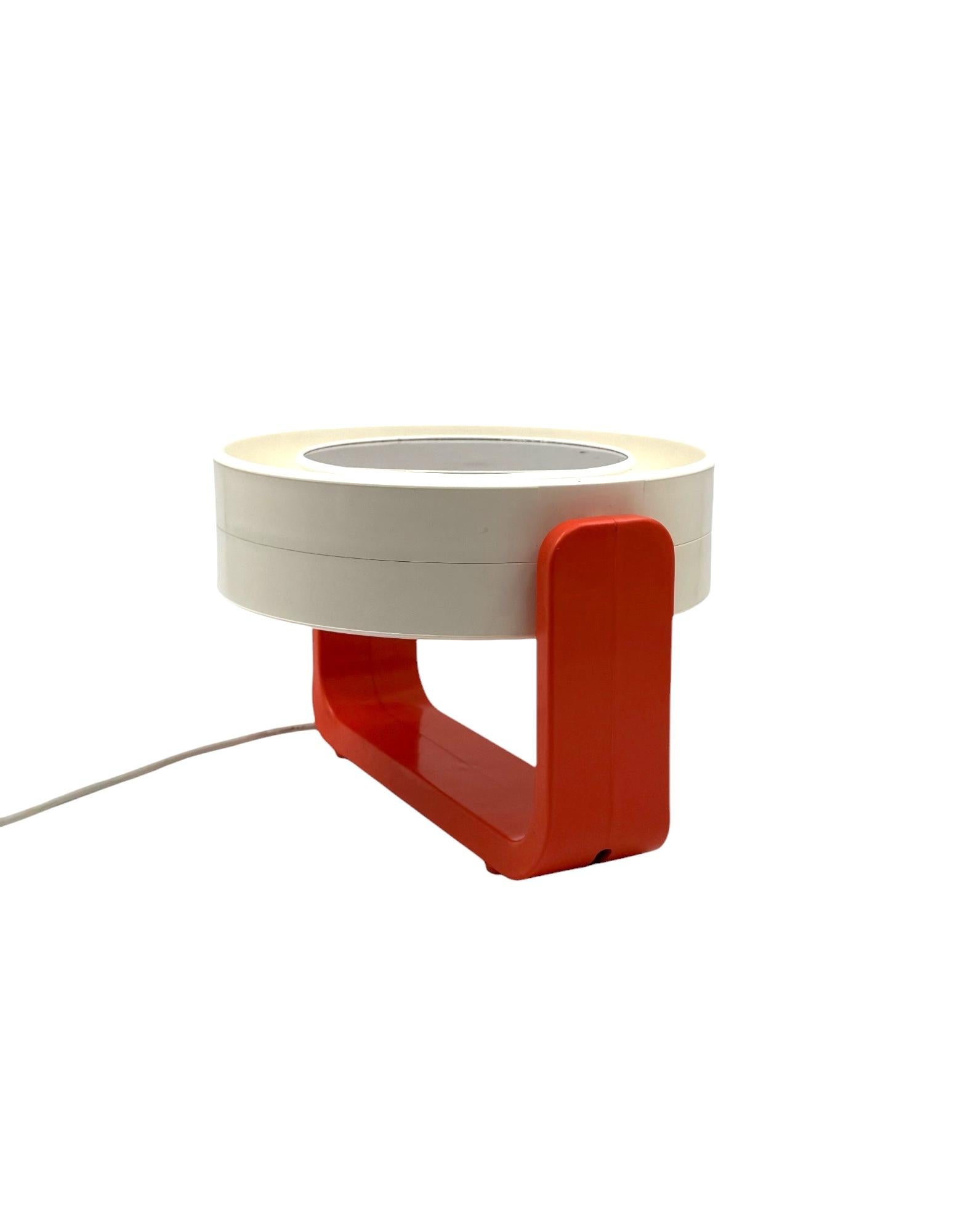 Space Age orange illuminated table mirror mod. w93, Allibert, West Germany 1960s For Sale 6