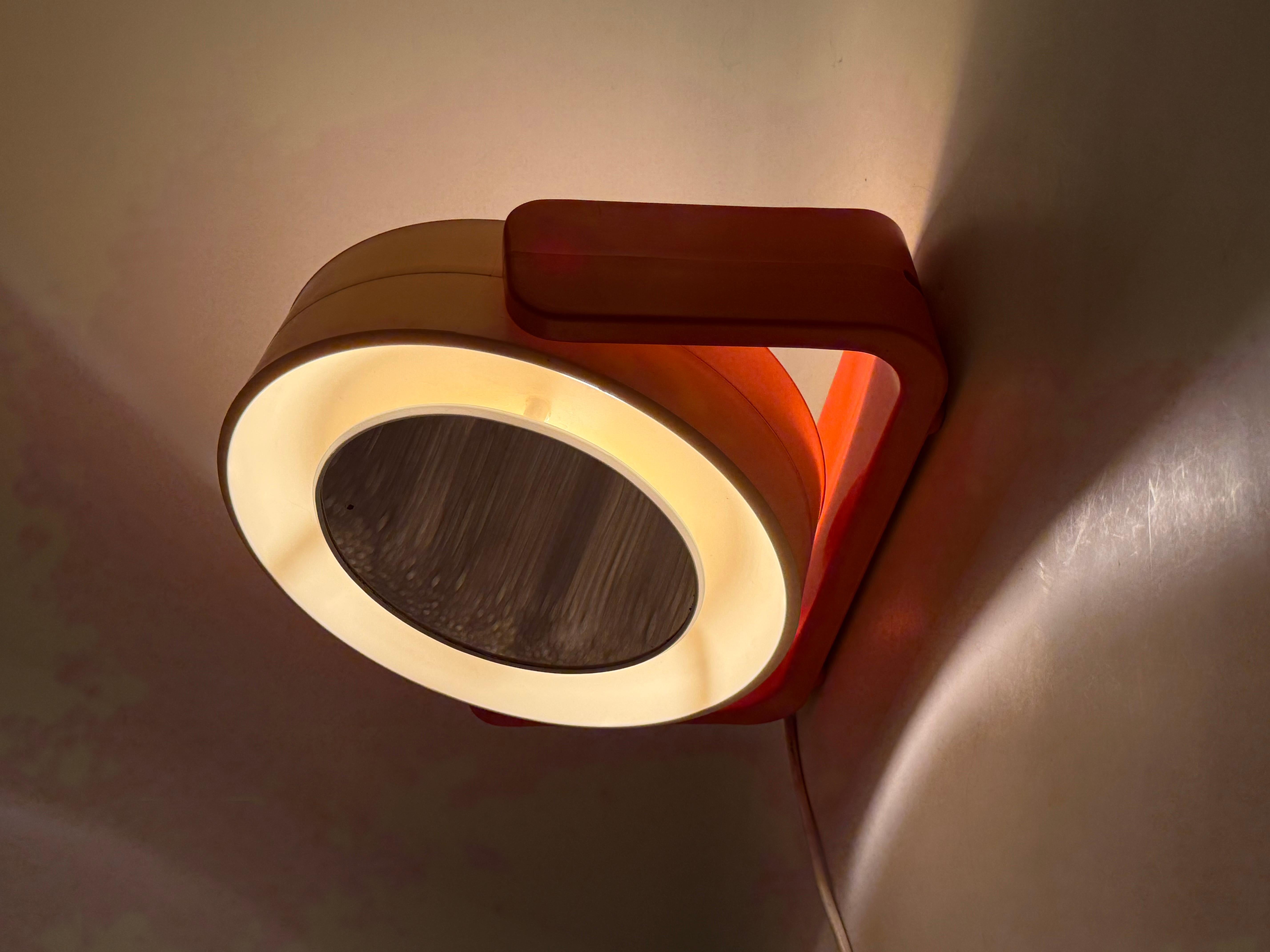 Space Age orange illuminated table mirror mod. w93, Allibert, West Germany 1960s For Sale 9