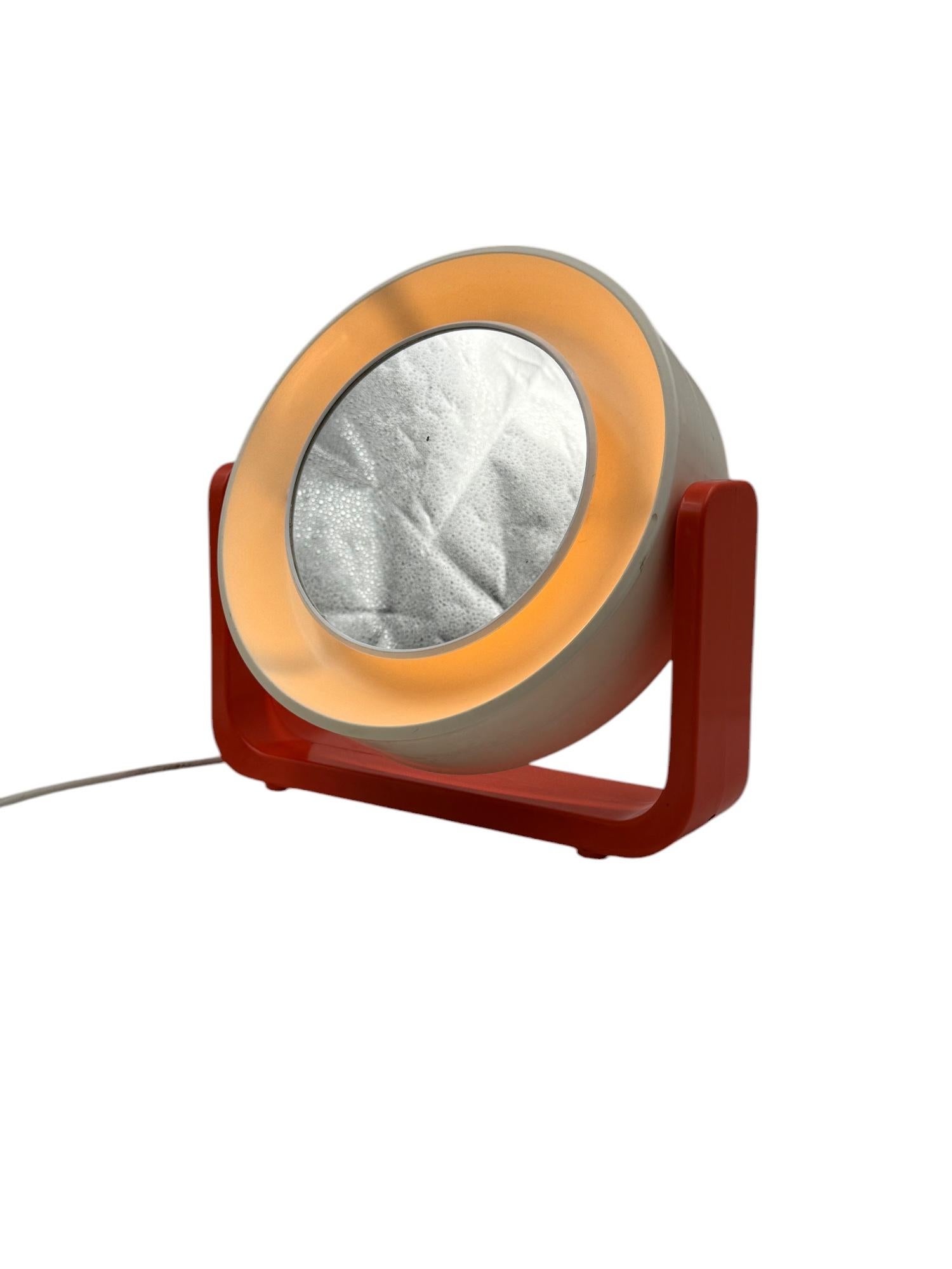 Space Age orange illuminated table mirror mod. w93, Allibert, West Germany 1960s For Sale 1