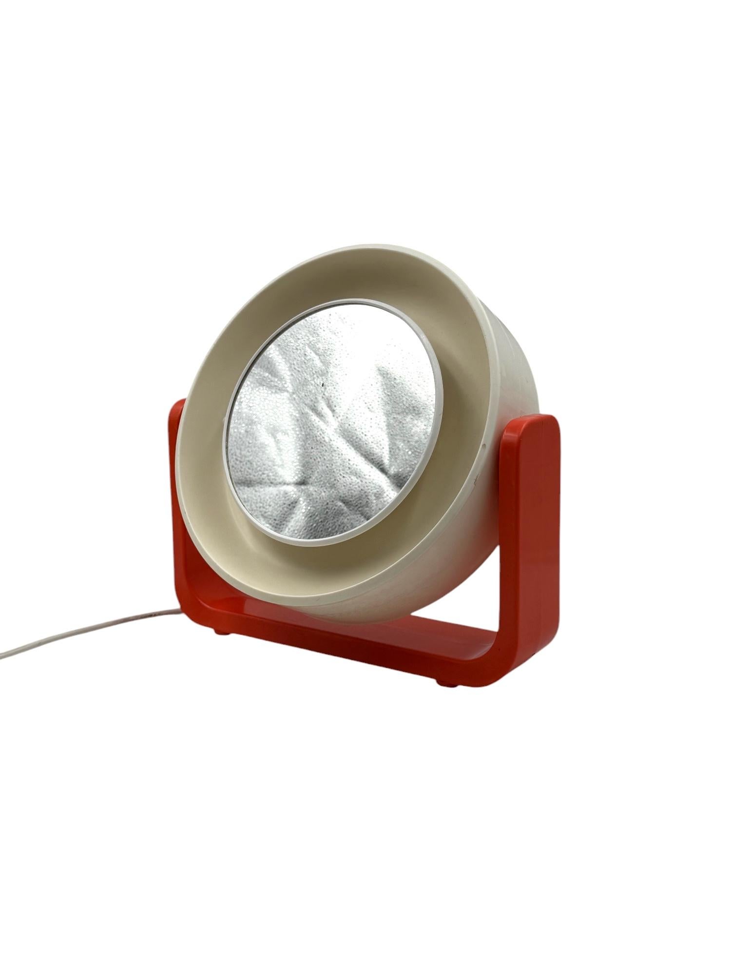 Space Age orange illuminated table mirror mod. w93, Allibert, West Germany 1960s For Sale 2