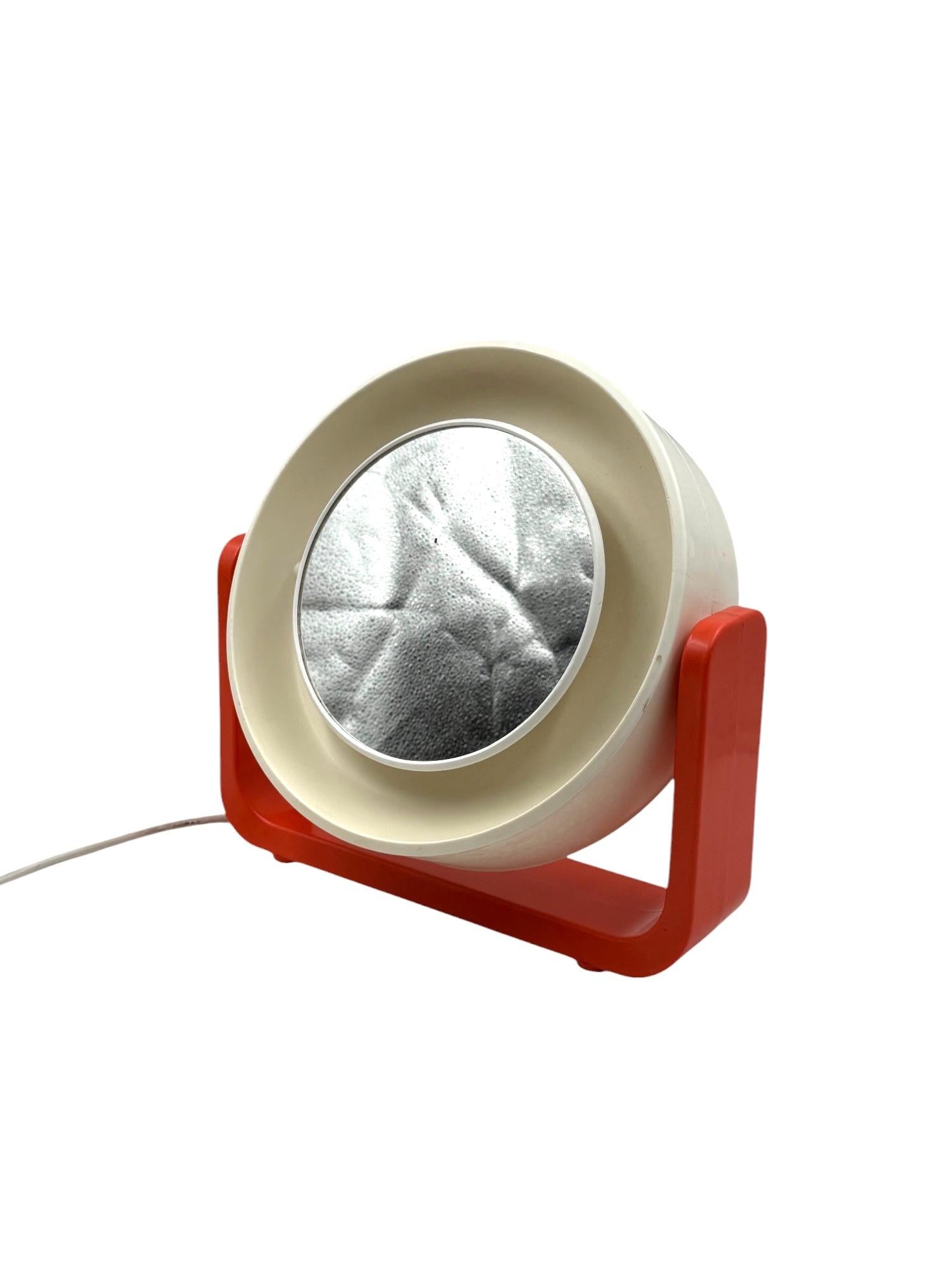 Space Age orange illuminated table mirror mod. w93, Allibert, West Germany 1960s For Sale 3
