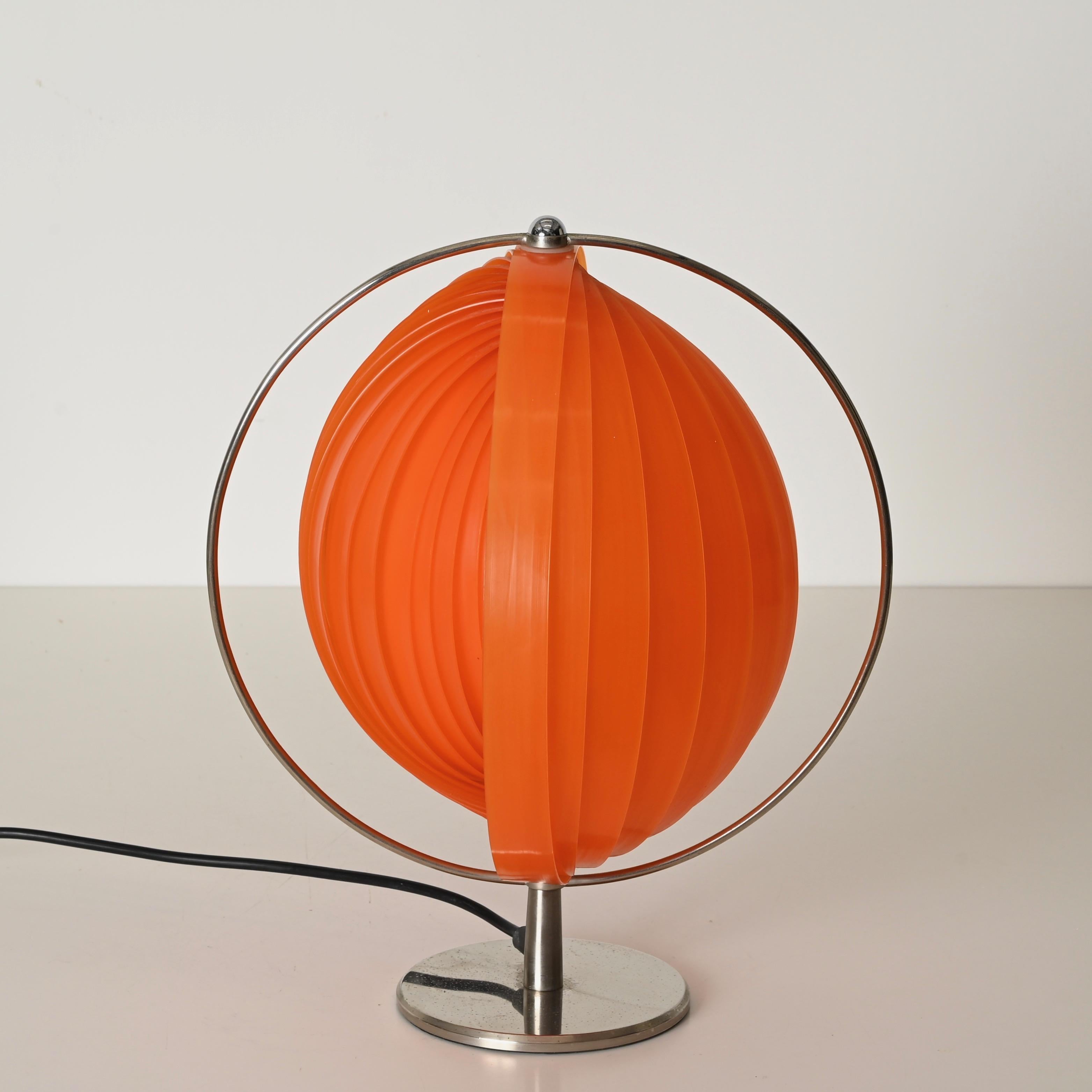 Space Age Orange “Moon” Table Lamp in the Style of Verner Panton, 1970s en venta 3