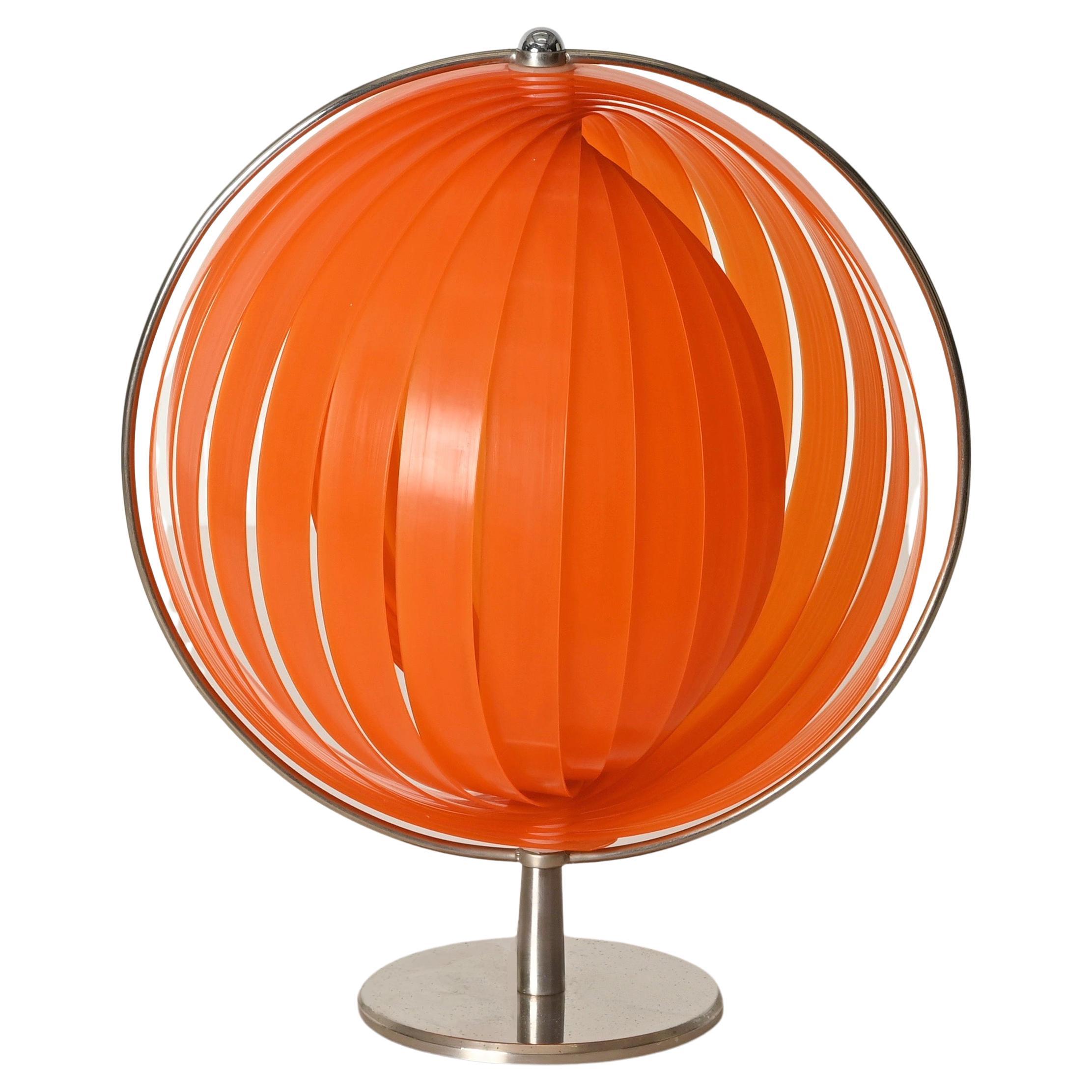 Space Age Orange “Moon” Table Lamp in the Style of Verner Panton, 1970s