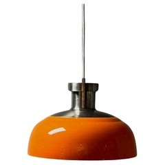 Vintage Space Age Orange Pendant Lamp Kartell KD7, 1960s