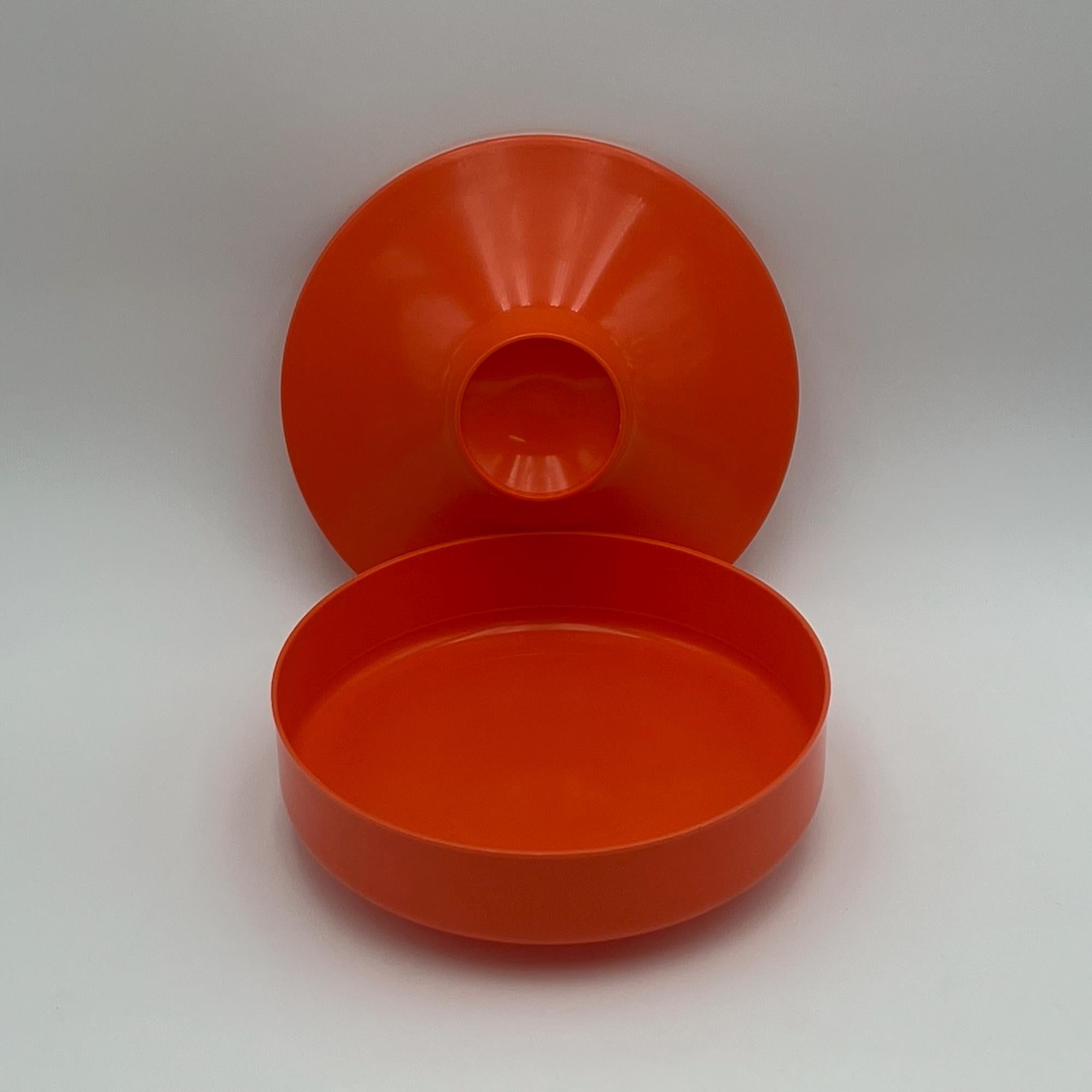 Mid-20th Century Space Age Orange Plastic Jar by Luigi Massoni for Guzzini, 1960s For Sale