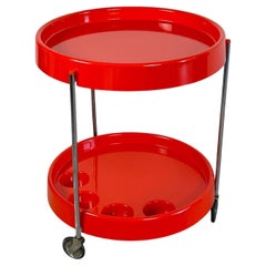 Table de bar ou chariot de bar en plastique orange de l'ère spatiale Dal Vera fabriquée en Italie, 1970