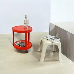 Space Age Orange Plastic Mobile Bar Trolley Table Made in Italy, 1970s