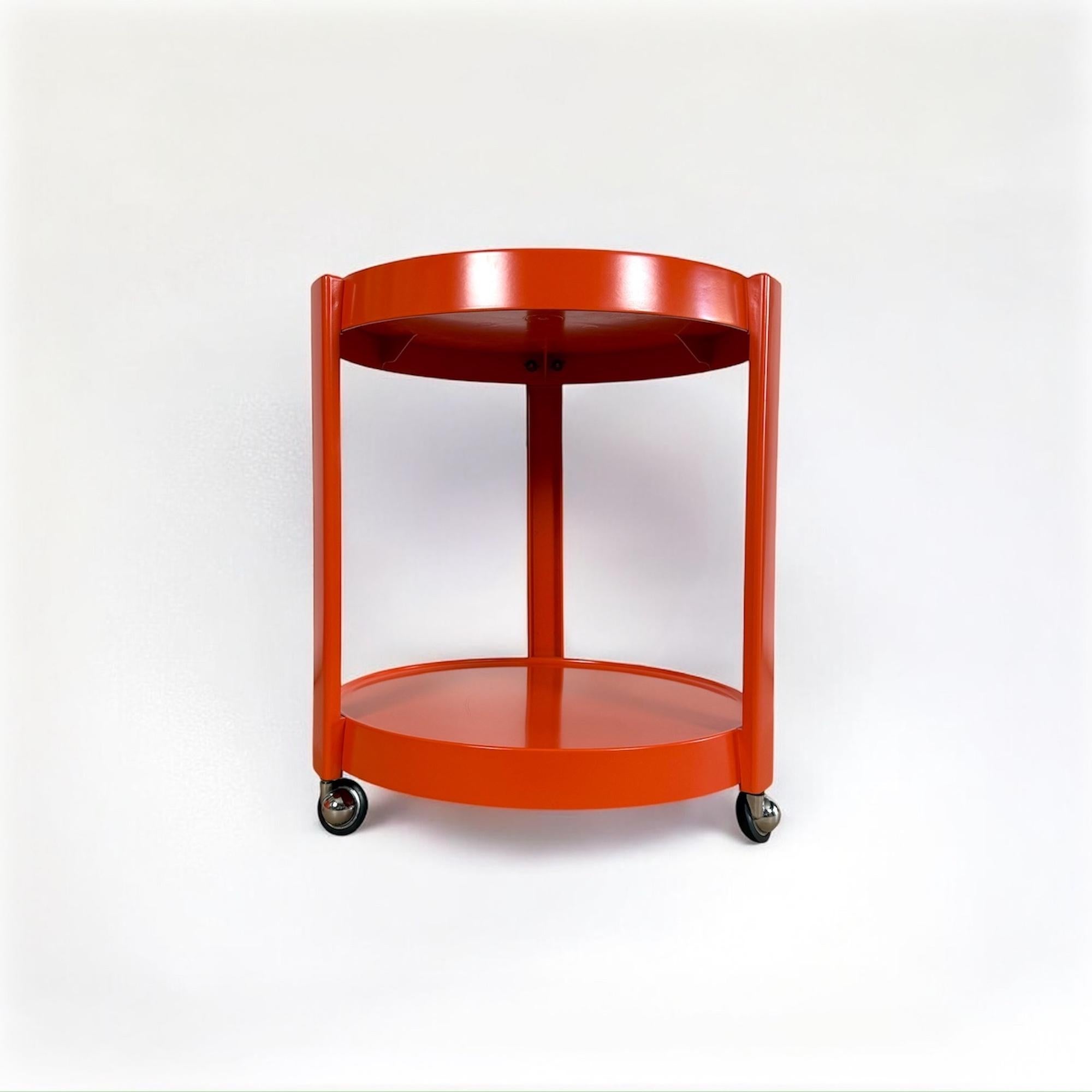 italien Table de bar mobile orange de l'ère spatiale fabriquée en Italie, 1970 en vente