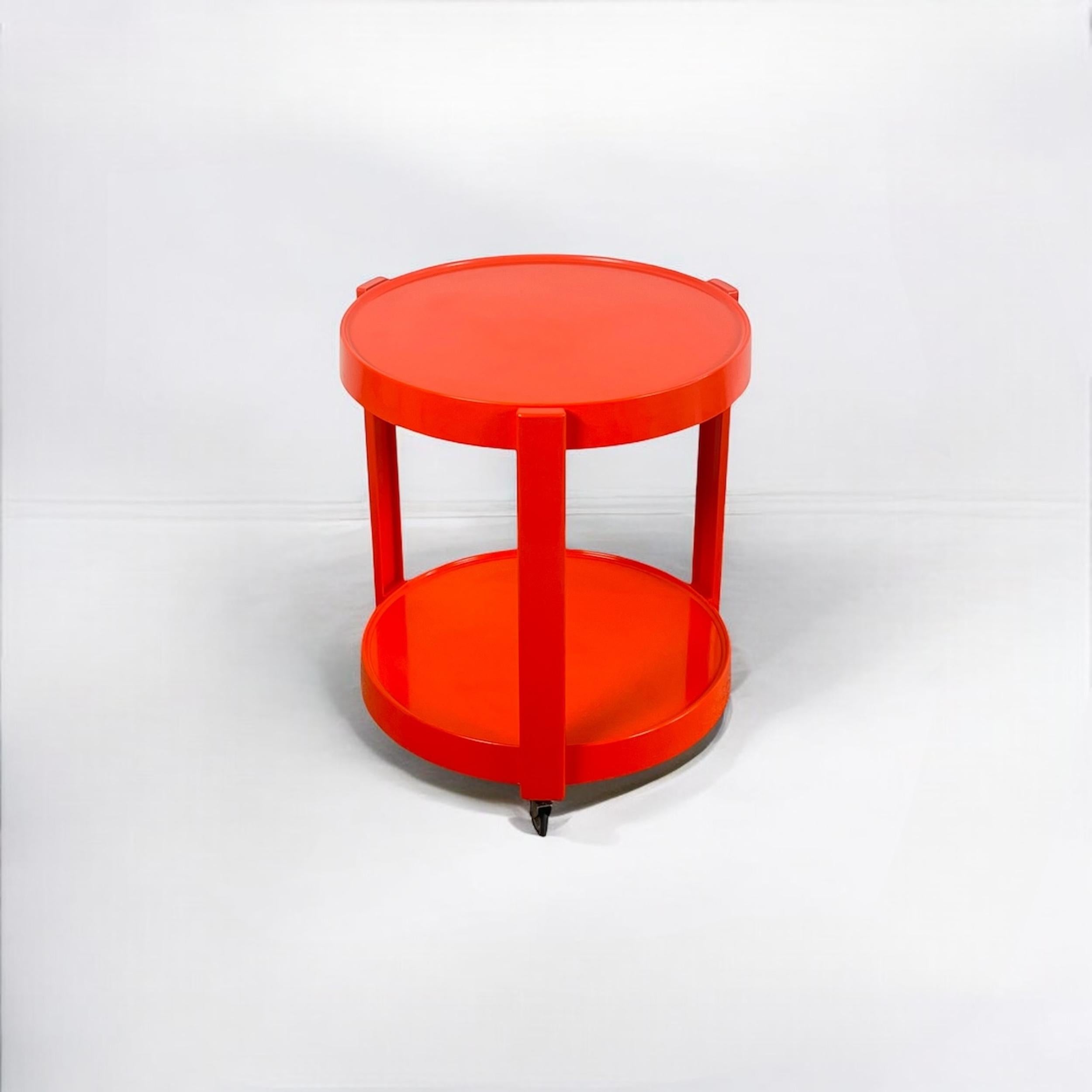 Space Age Orange Plastic Mobile Bar Trolley Table Made in Italy, 1970s 1