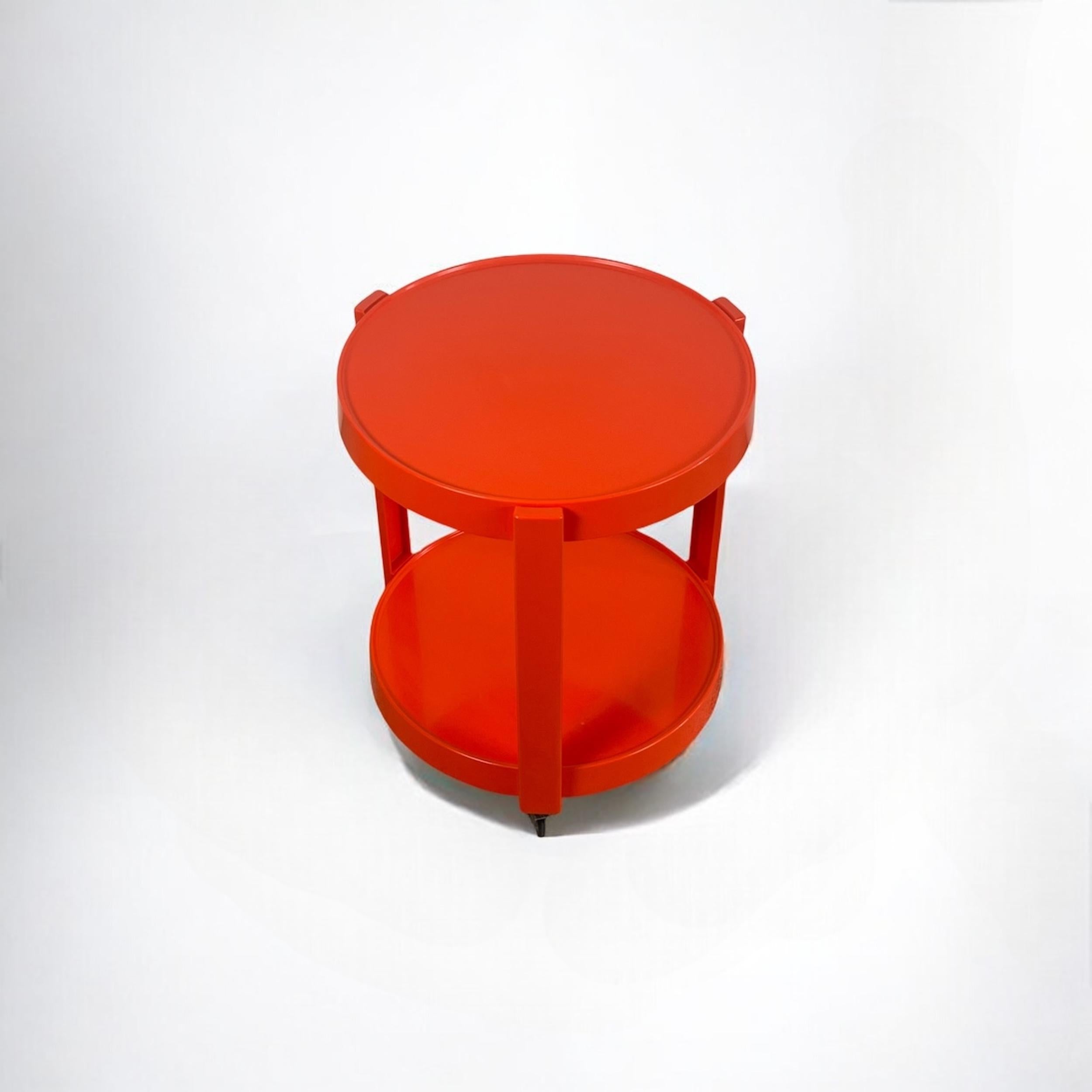 Space Age Orange Plastic Mobile Bar Trolley Table Made in Italy, 1970s 2