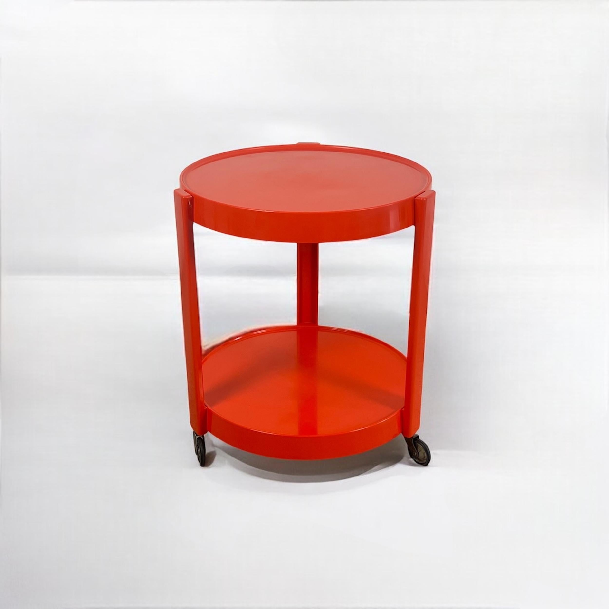 Space Age Orange Plastic Mobile Bar Trolley Table Made in Italy, 1970s 3
