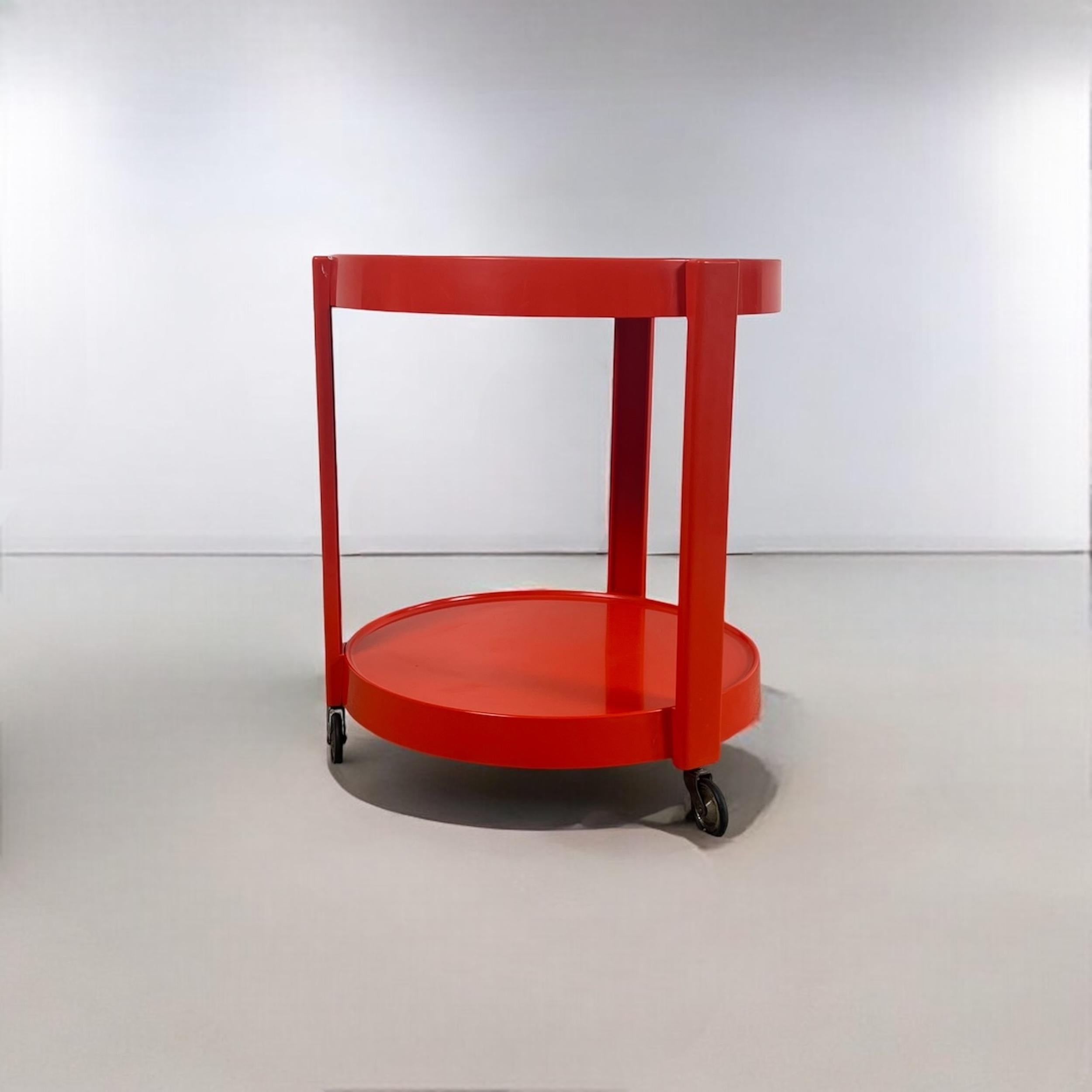 Space Age Orange Plastic Mobile Bar Trolley Table Made in Italy, 1970s 4