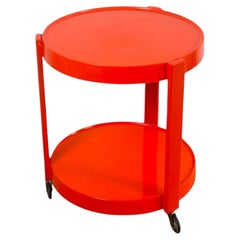 Space Age Orange Plastic Mobile Bar Trolley Table Made in Italy, 1970s
