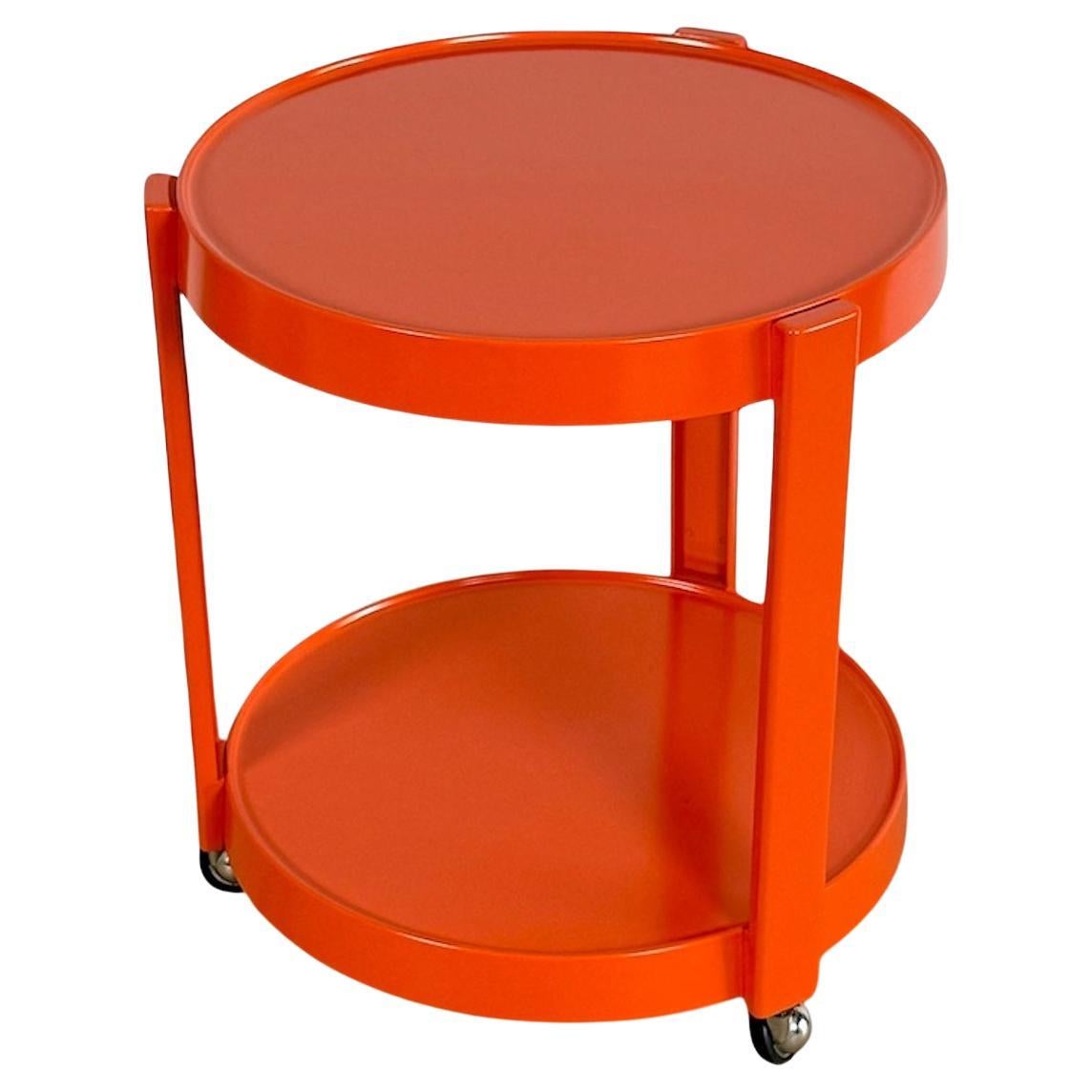Mesa móvil de bar de plástico naranja de la era espacial Made in Italy, años 70