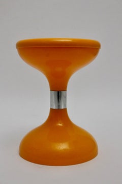 Space Age Orange Plastic Vintage Stool Sgabello Americano, Italy, 1970s