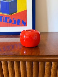 Space age orange small ceramic vase, Sicart Italy ca. 1970