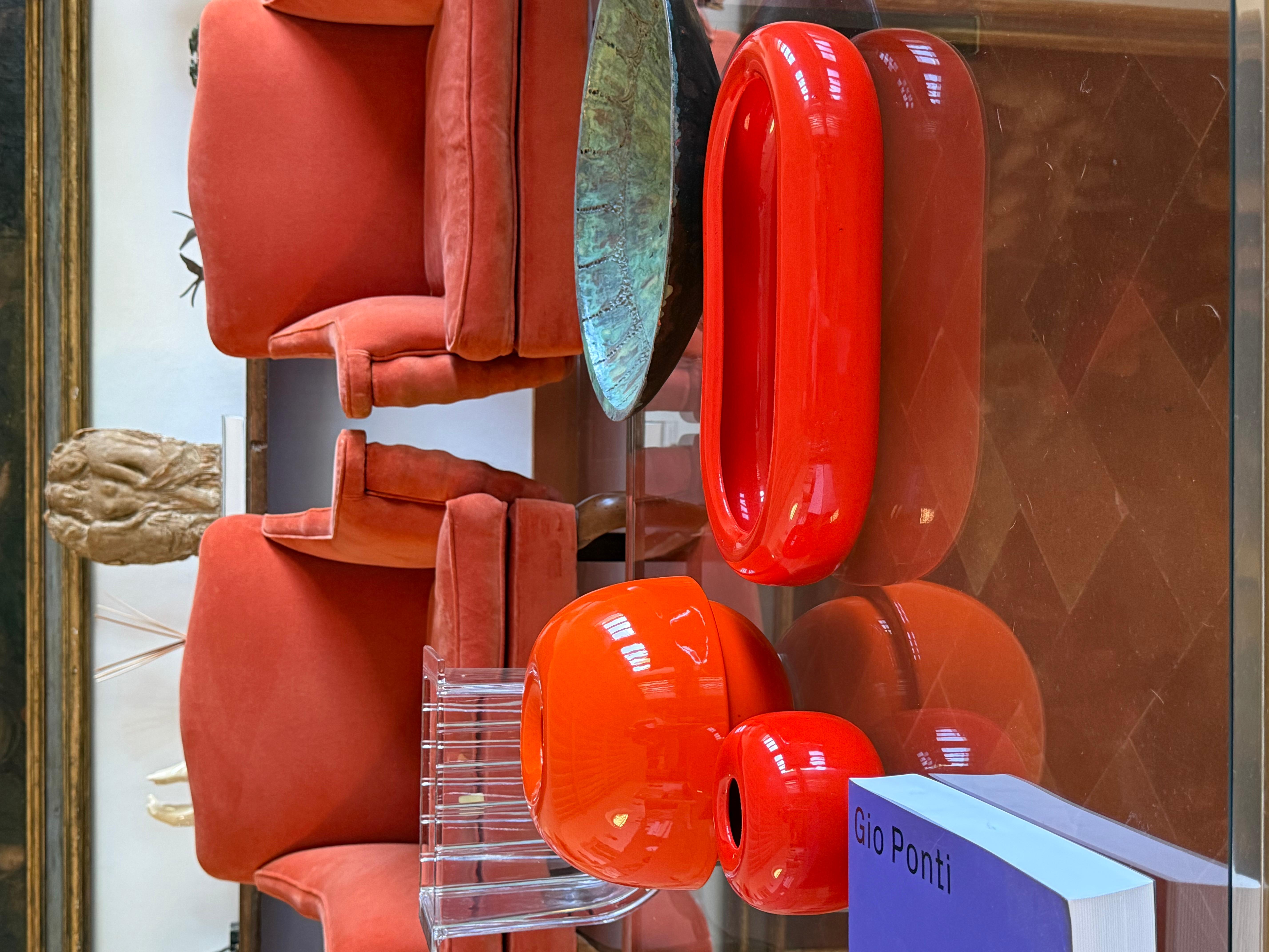 Jarrón pequeño de cerámica naranja de la era espacial, Sicart Italia ca. 1970 en Excelente estado para la venta en Firenze, IT