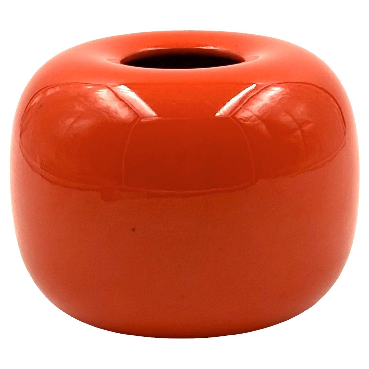 Space age orange small ceramic vase, Sicart Italy ca. 1970