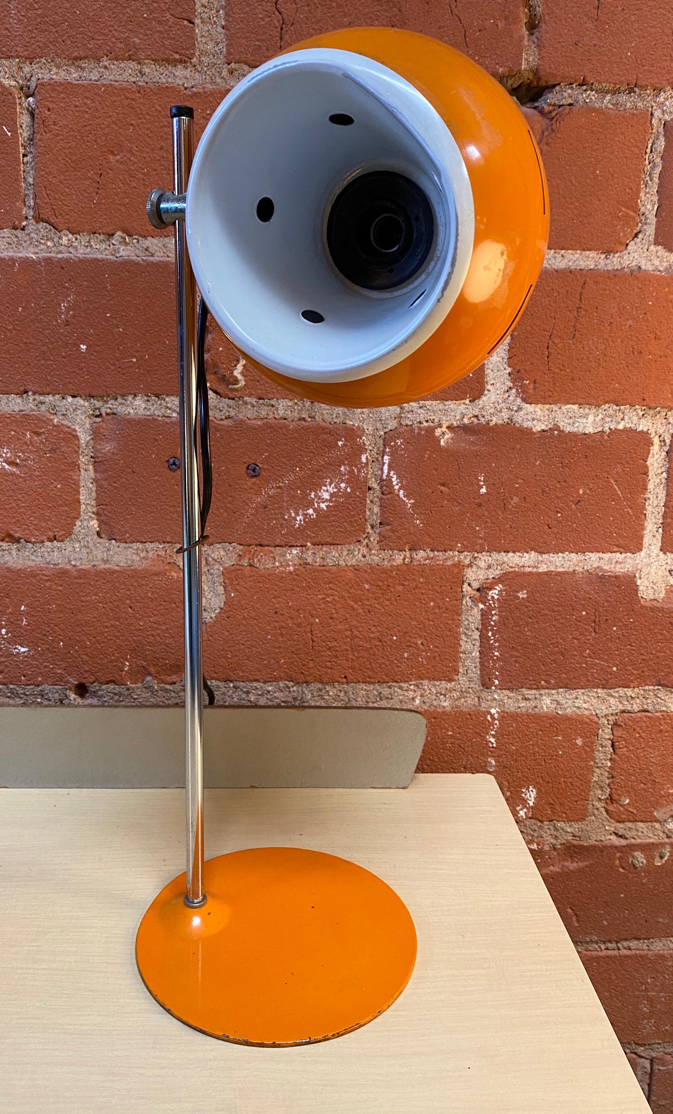 Mid-Century Modern Space Age Orange Table Lamp, Italy, 1960s